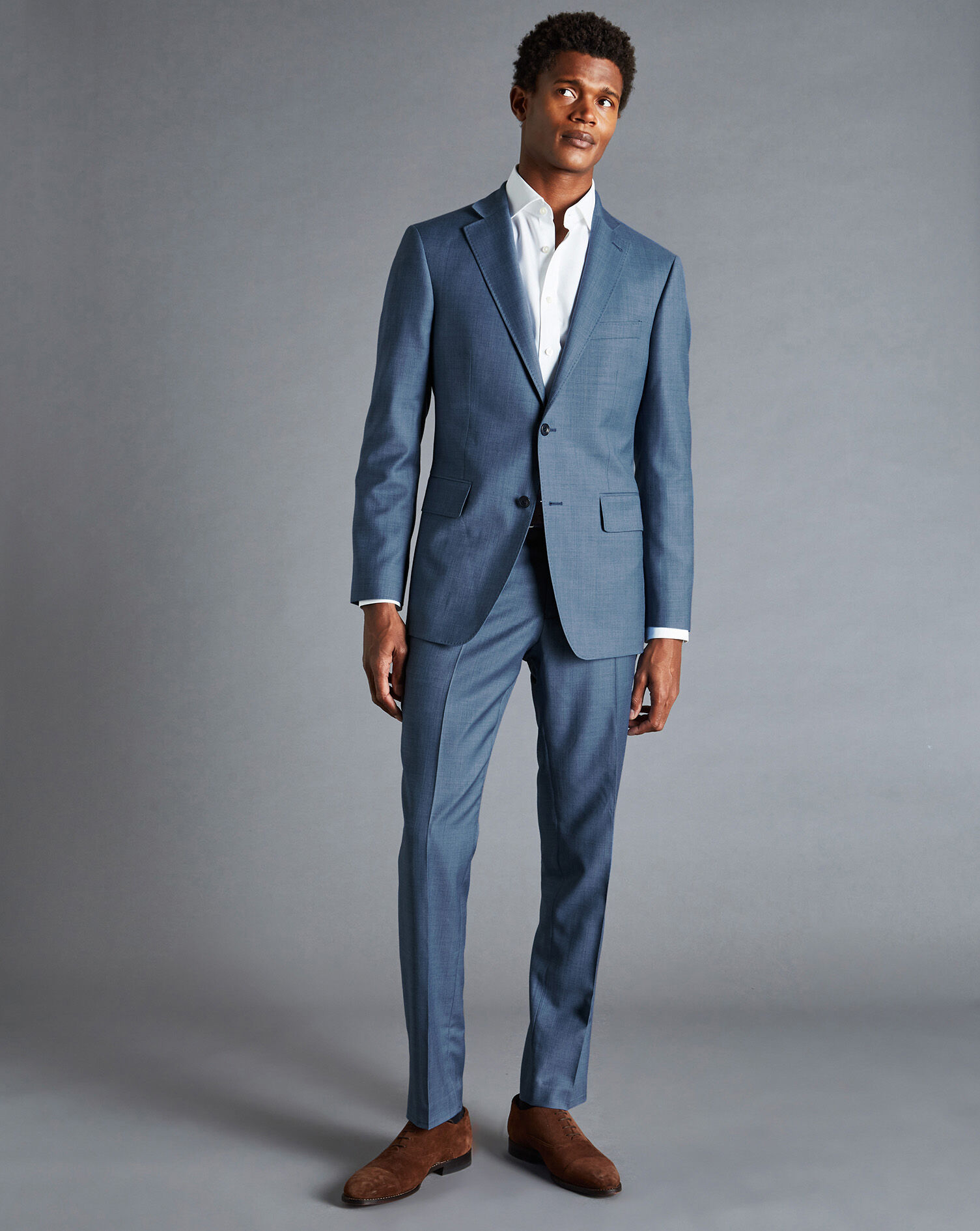 Sharkskin Suit Jacket - Cornflower Blue