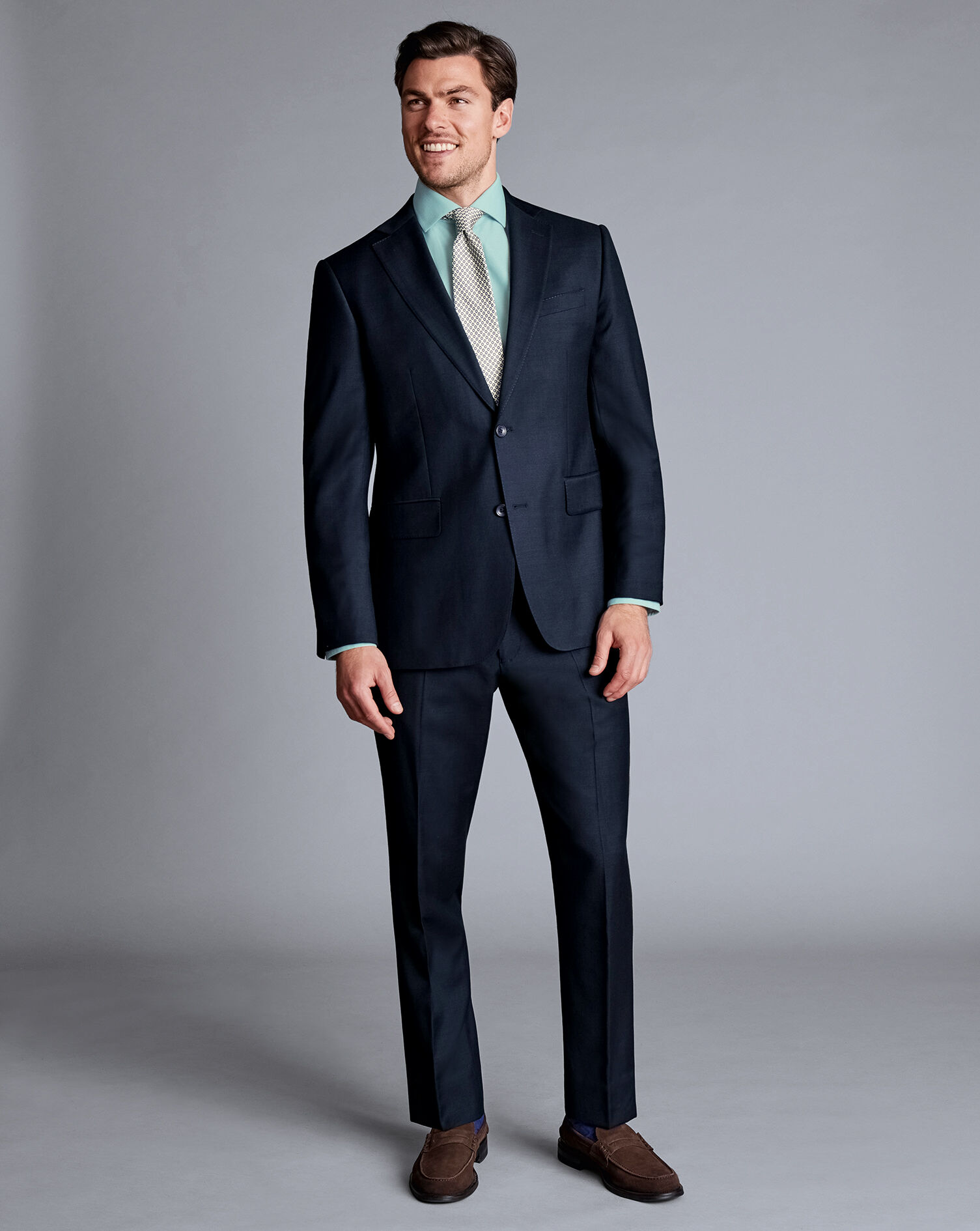 Natural Stretch Twill Suit Jacket - Navy