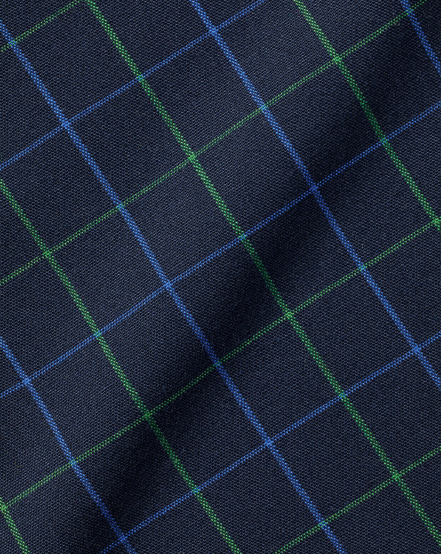 Button-Down Collar Non-Iron Stretch Poplin Check Shirt - Dark Navy