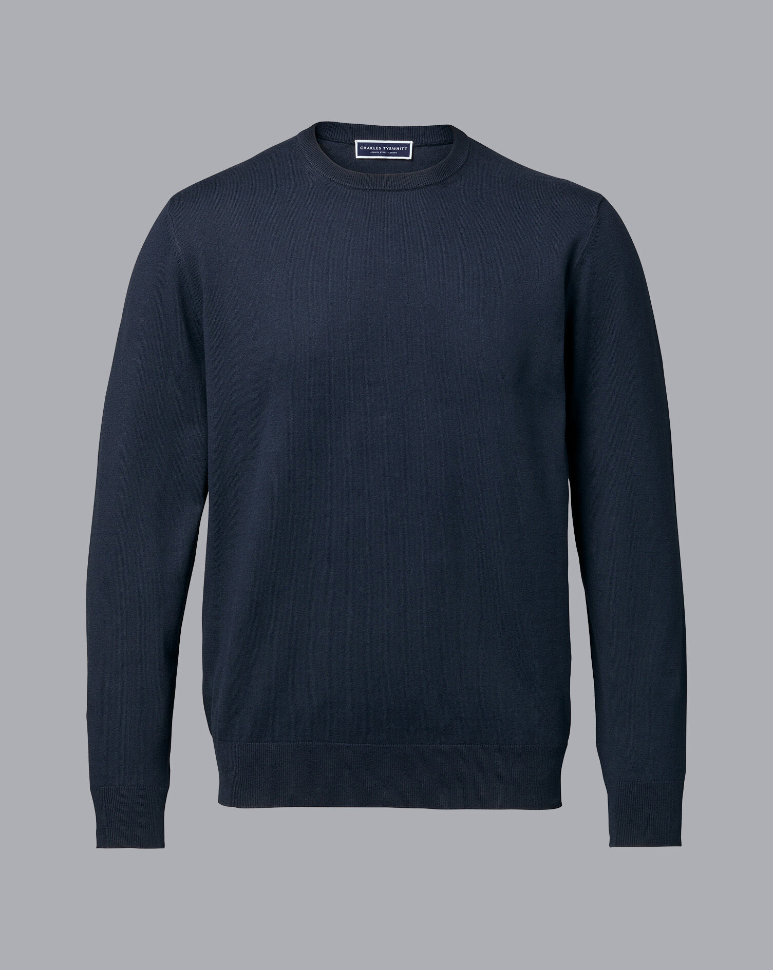 Combed Cotton Crew Neck Sweater - Dark Navy