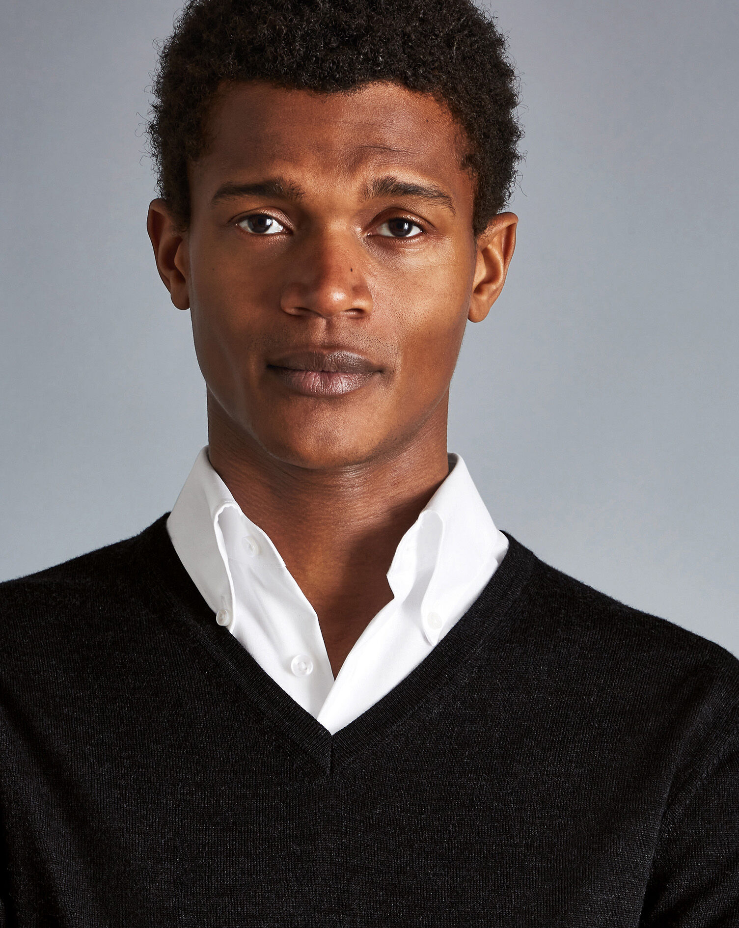 Merino V-Neck Sweater - Charcoal Grey