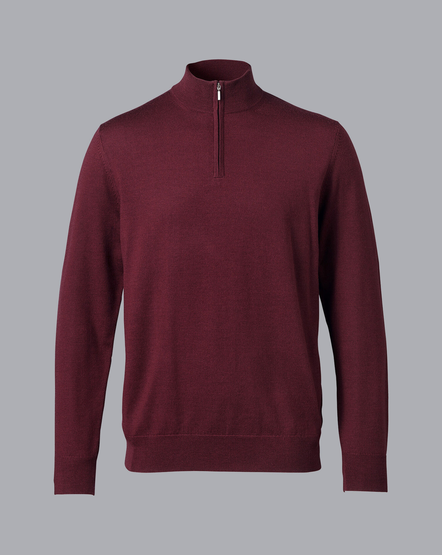 Merino Zip Neck Sweater - Burgundy