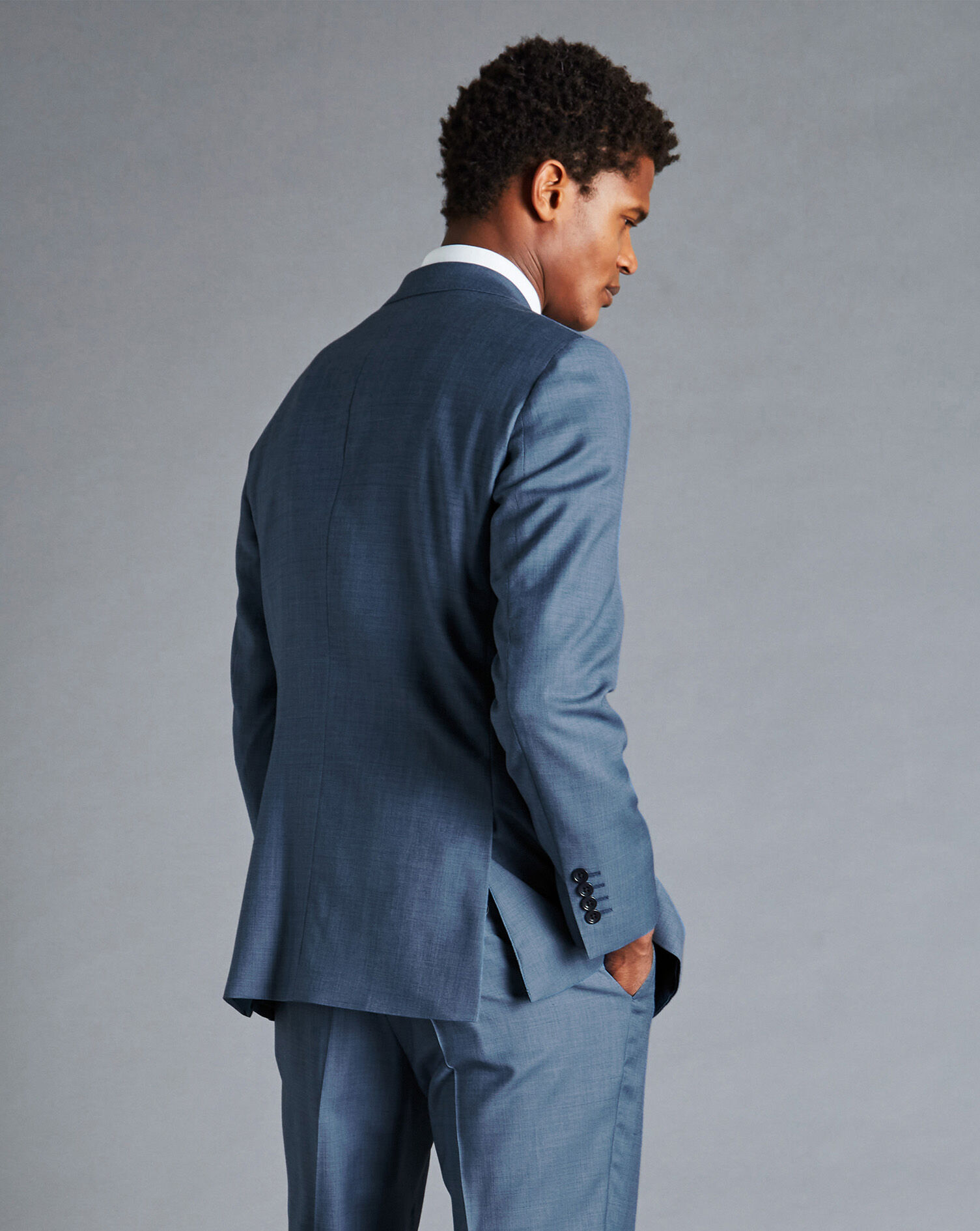 Sharkskin Suit Jacket - Cornflower Blue