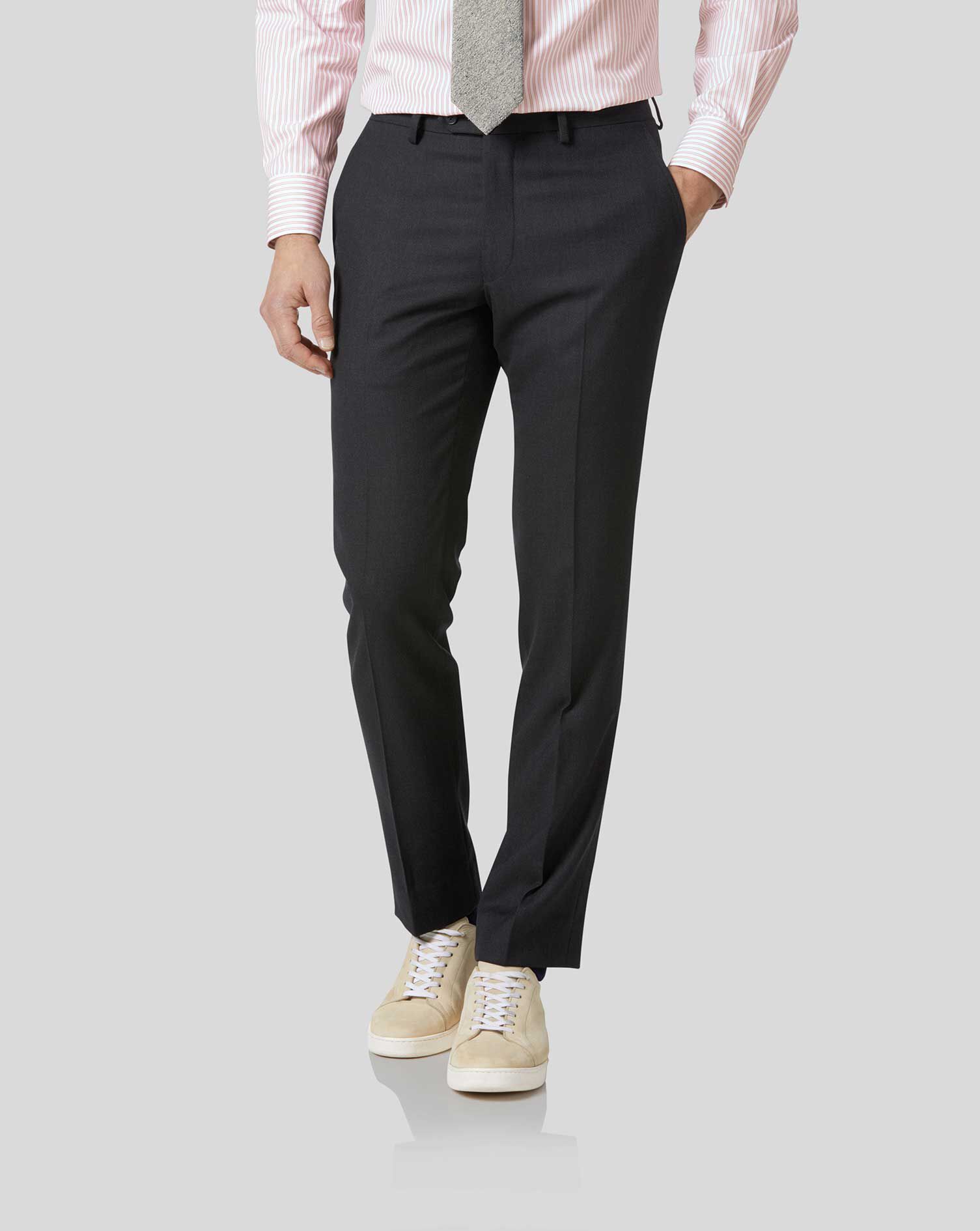 Birdseye Travel Suit Pants - Charcoal Grey