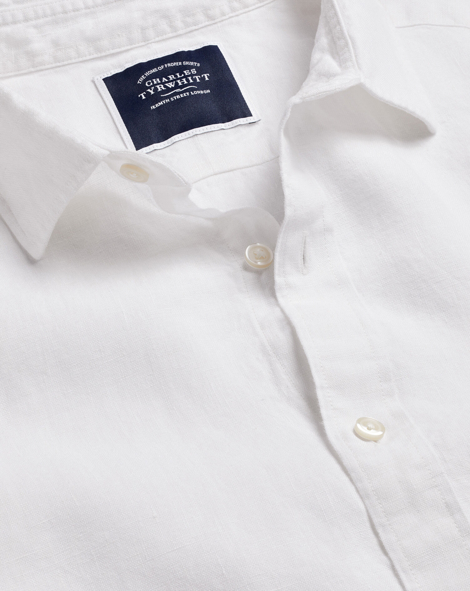 Pure Linen Short Sleeve Shirt  - White