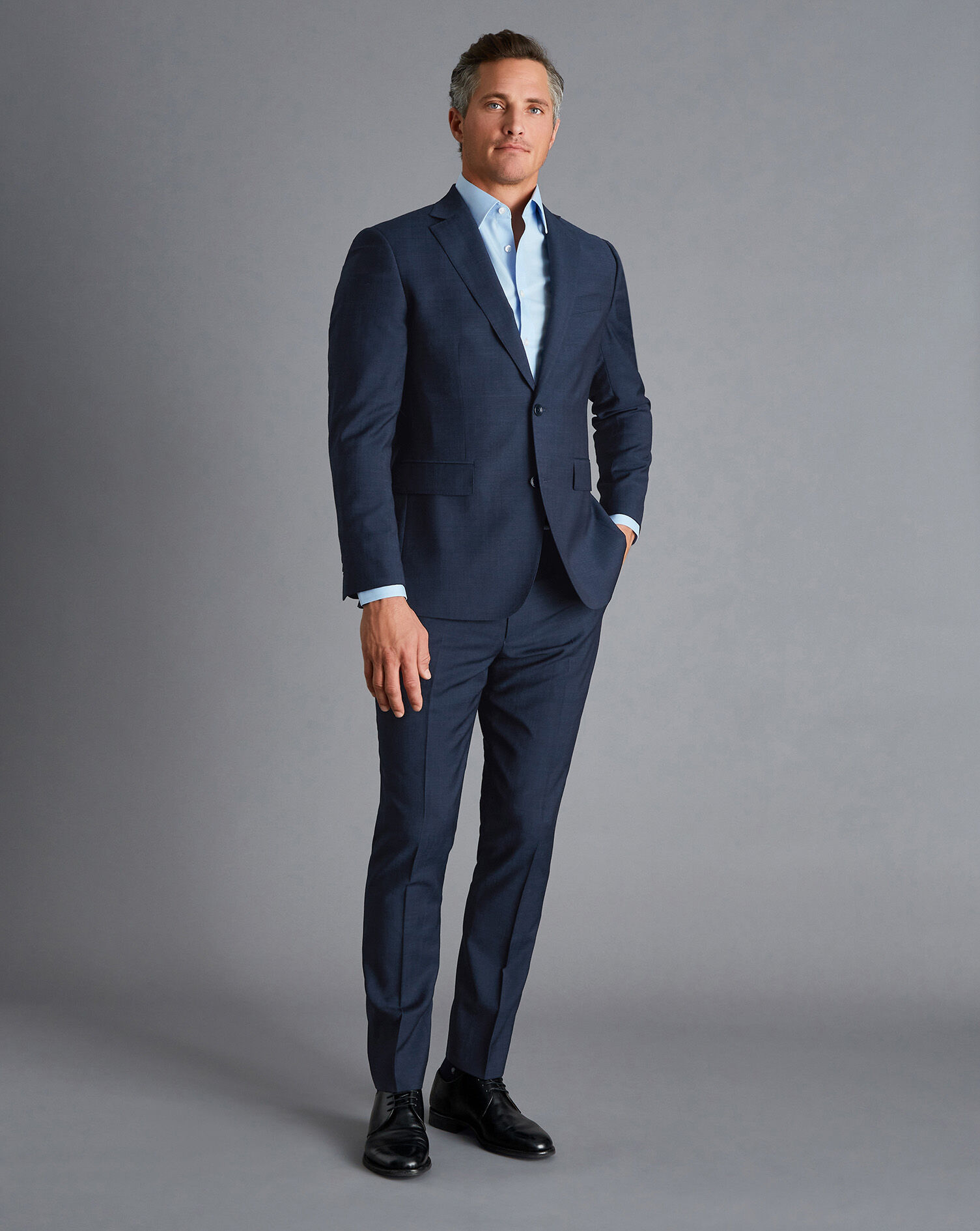 Micro Texture Birdseye Travel Suit Pants - Ink Blue