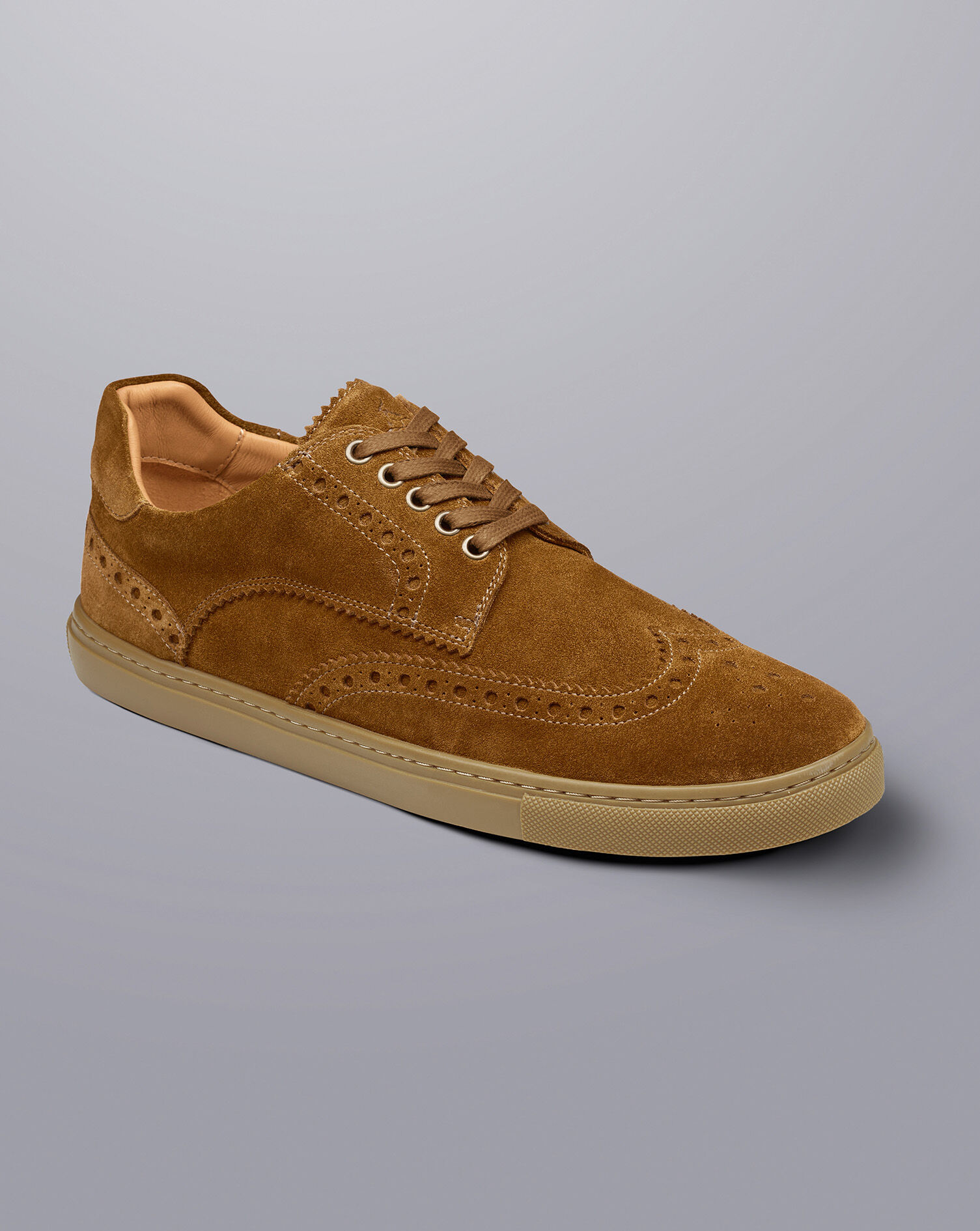 Suede Brogue Sneakers - Tobacco Brown