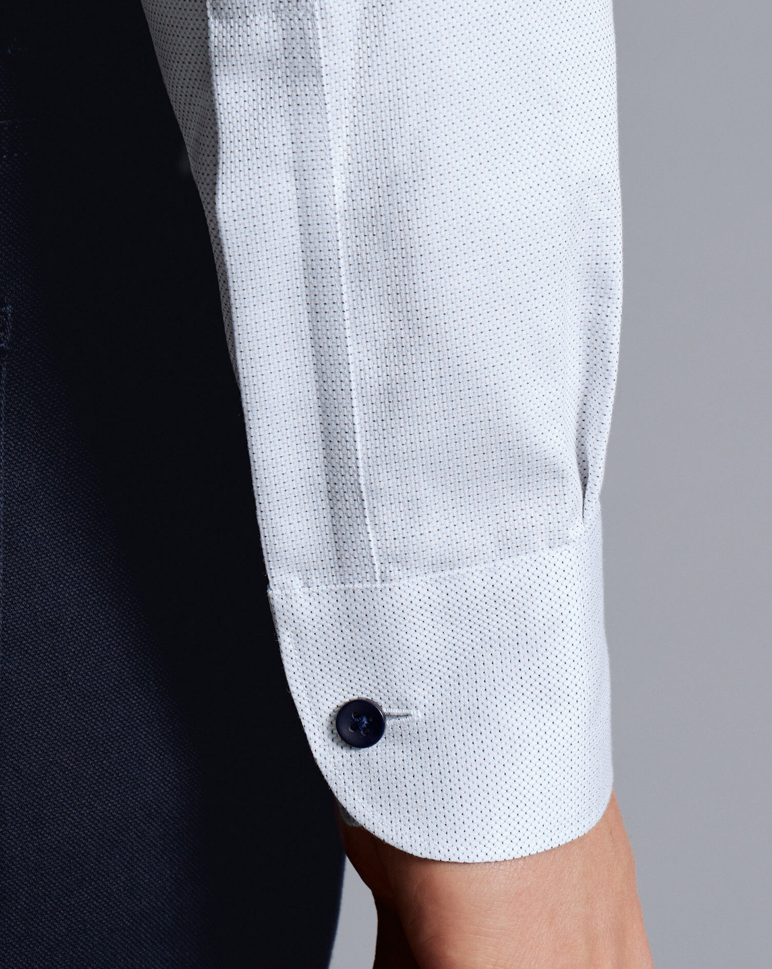 Non-Iron Dot Stretch Texture Shirt - White