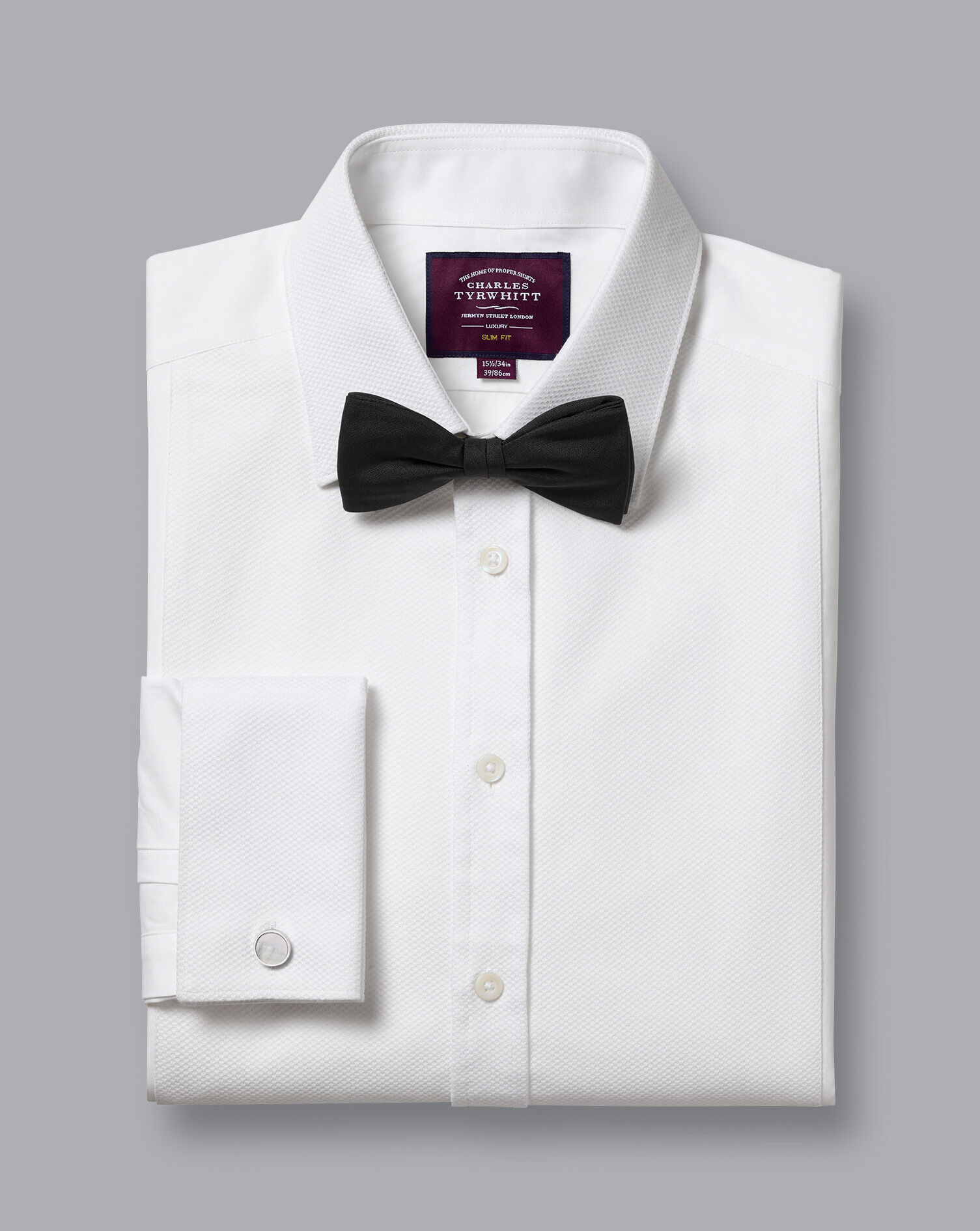 Marcella Bib Tuxedo Shirt  - White