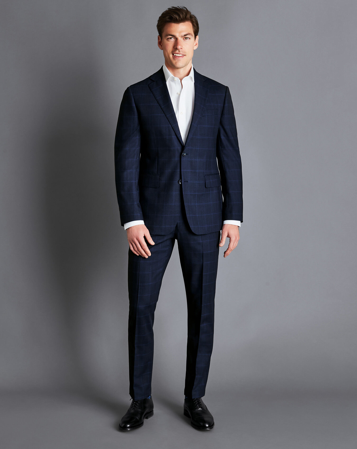 Prince of Wales Check Suit Pants - French Blue