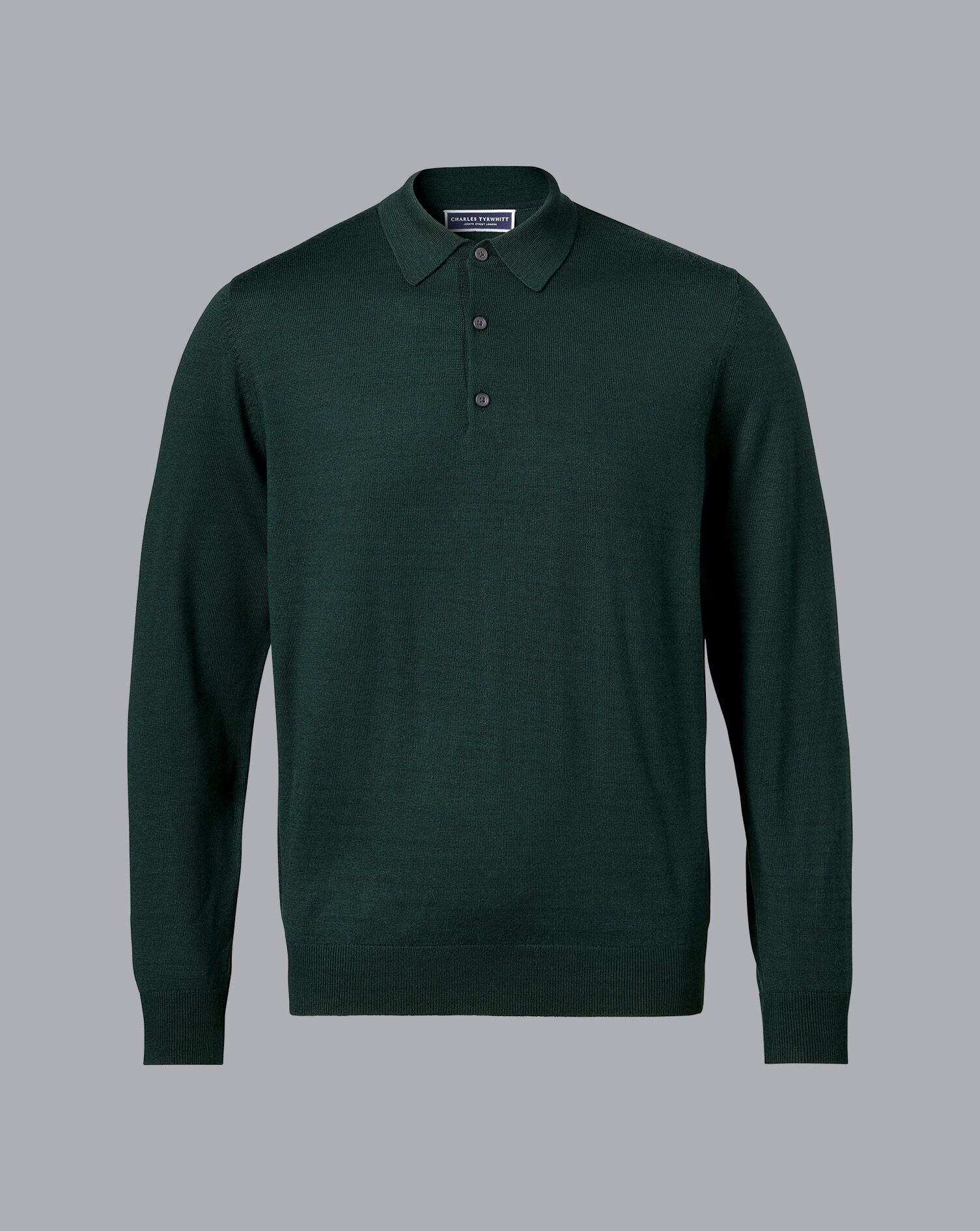 Merino Polo Sweater - Forest Green
