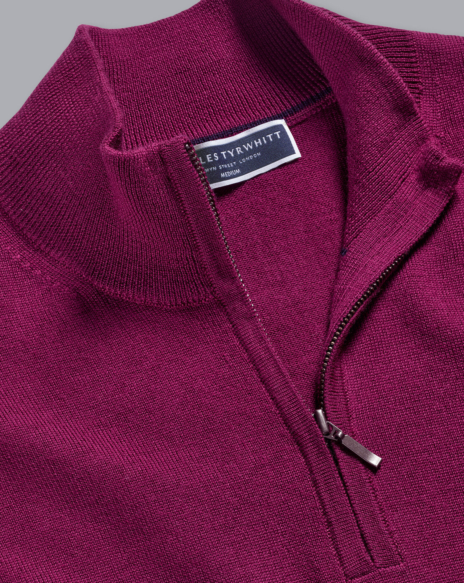 Merino Zip Neck Sweater - Dark Pink
