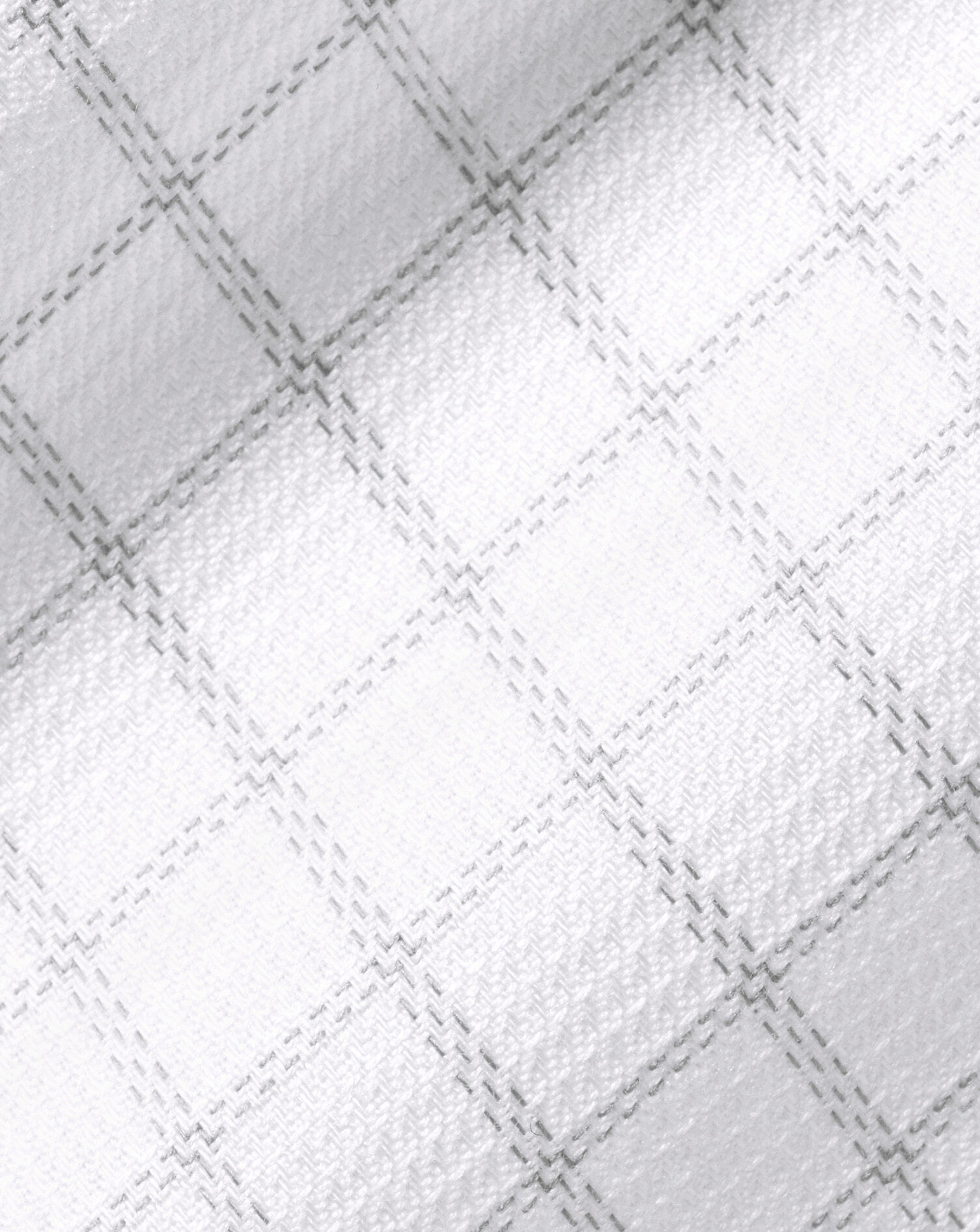 Spread Collar Non-Iron Clifton Weave Check Shirt - Silver Grey