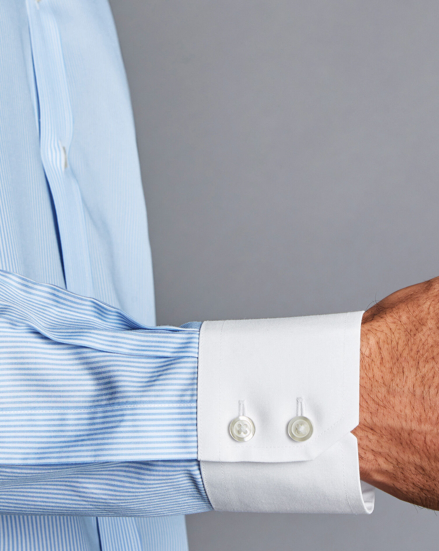 Spread Collar Non-Iron Bengal Stripe Winchester Shirt - Sky Blue