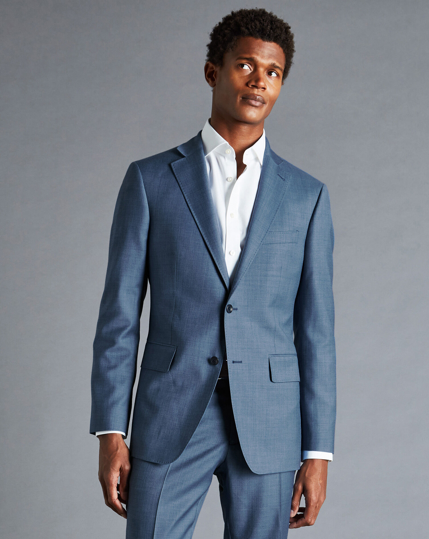Sharkskin Suit Jacket - Cornflower Blue