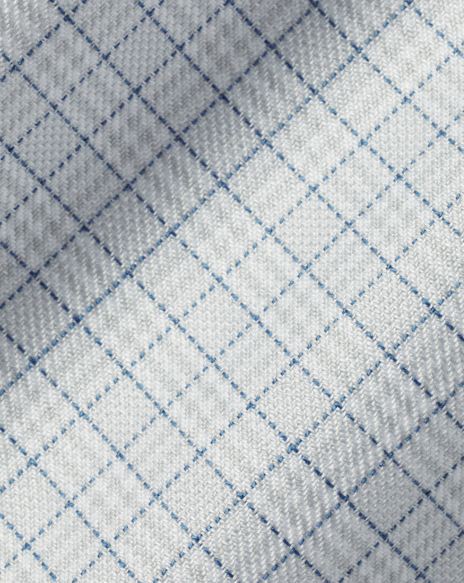 Spread Collar Non-Iron Mini Prince of Wales Check Shirt - Silver Grey