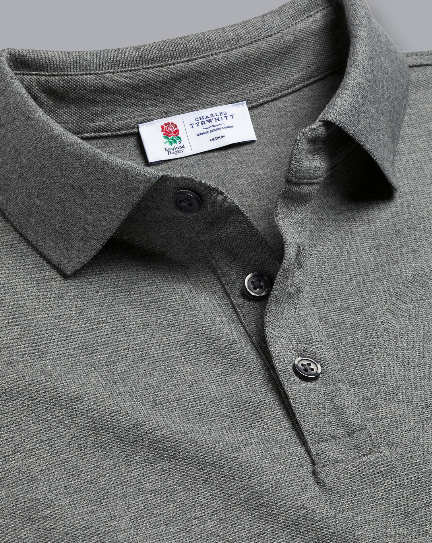 England Rugby Pique Polo - Grey Marl