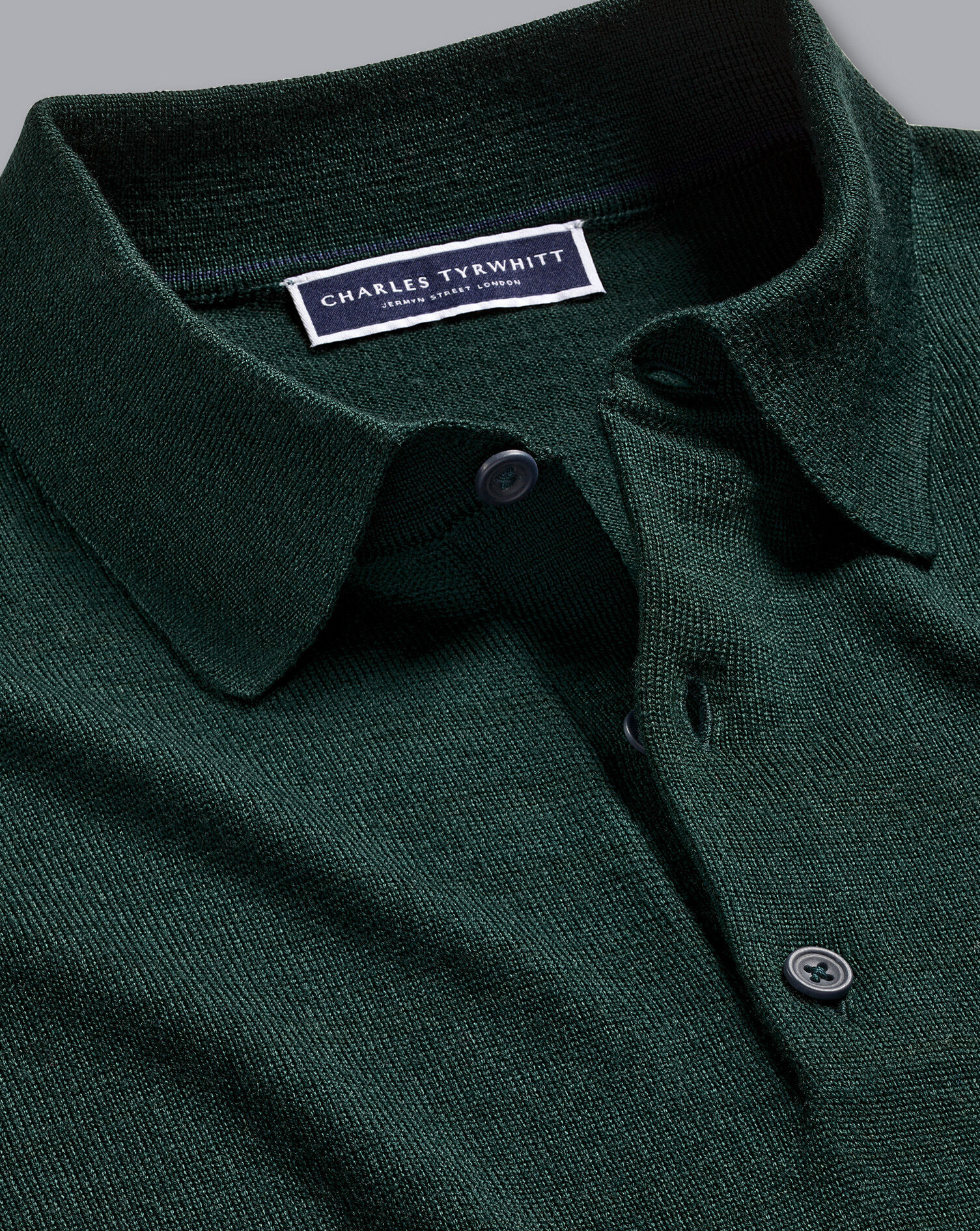Merino Polo Sweater - Forest Green