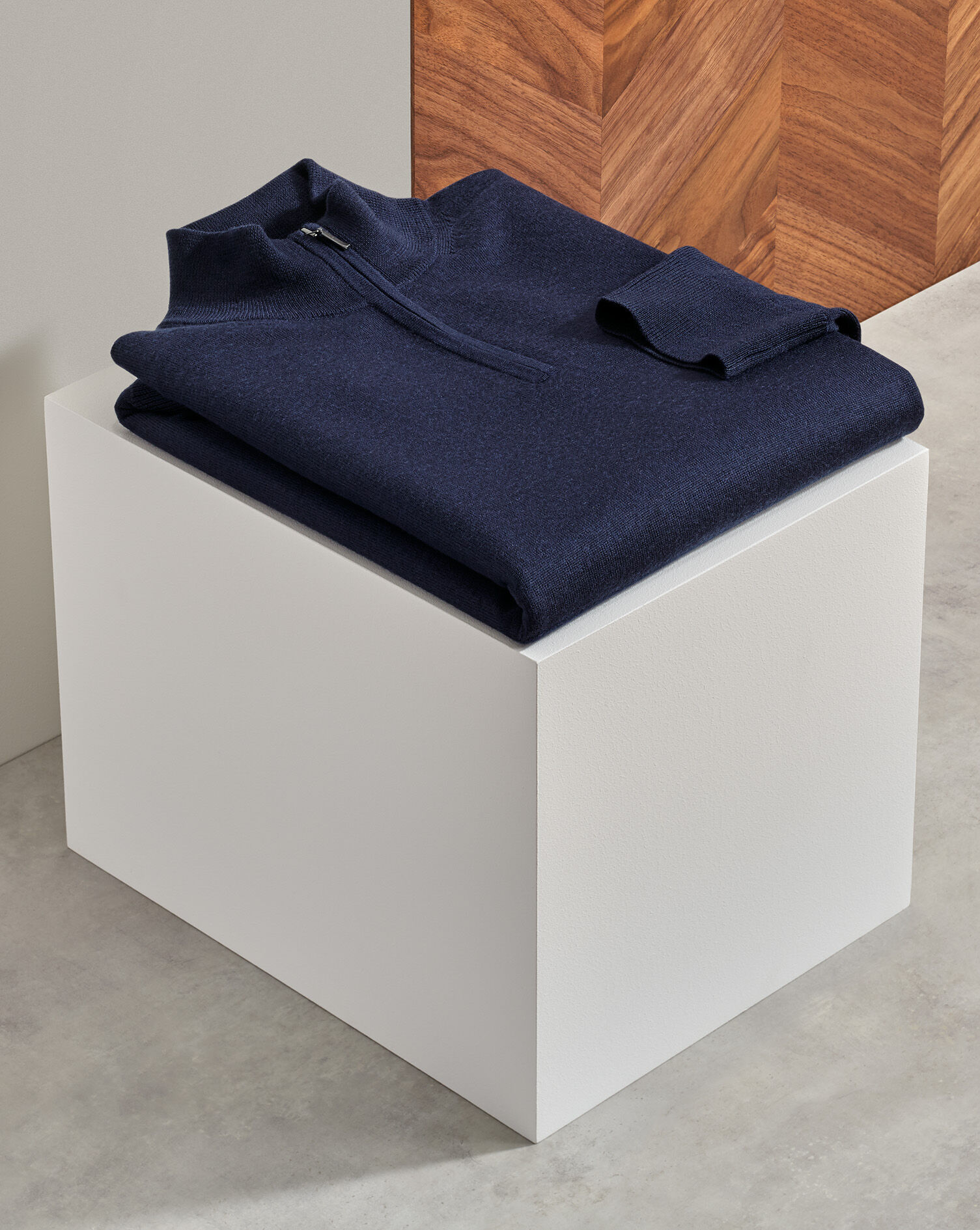 Merino Zip Neck Sweater - Navy