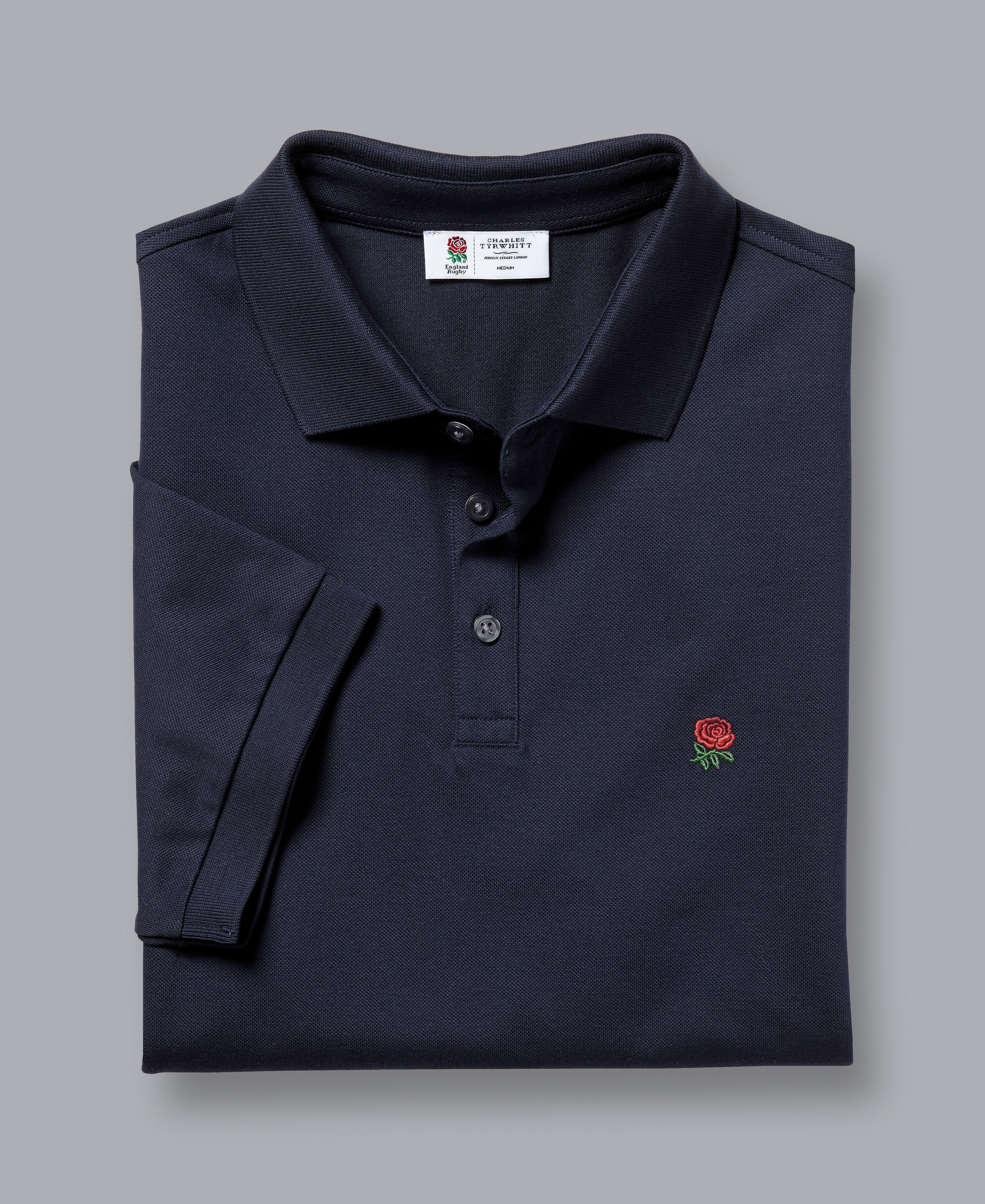 England Rugby Red Rose Pique Polo - Navy