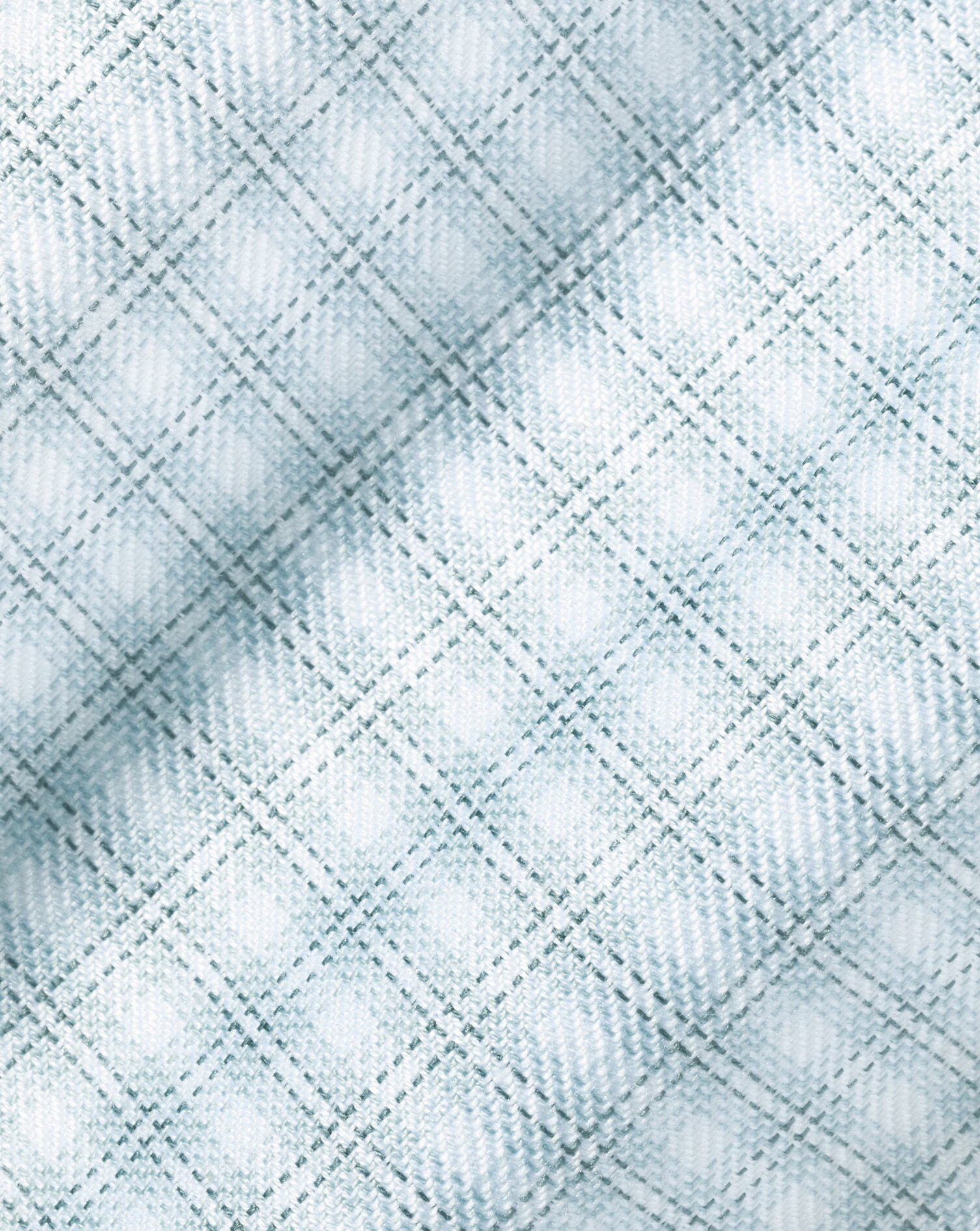 Spread Collar Non-Iron Double Check Shirt - Pale Teal Green