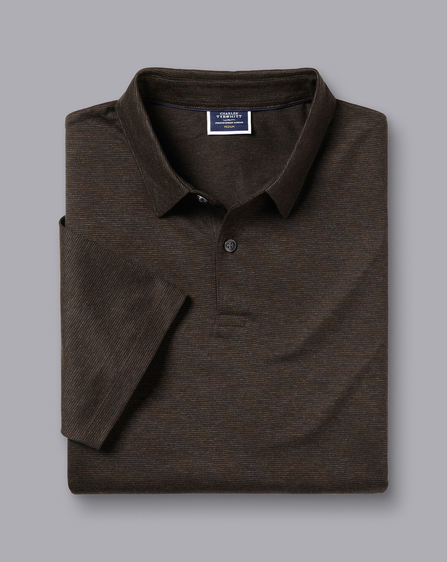 Birdseye Stripe Jacquard Polo - Chocolate Brown