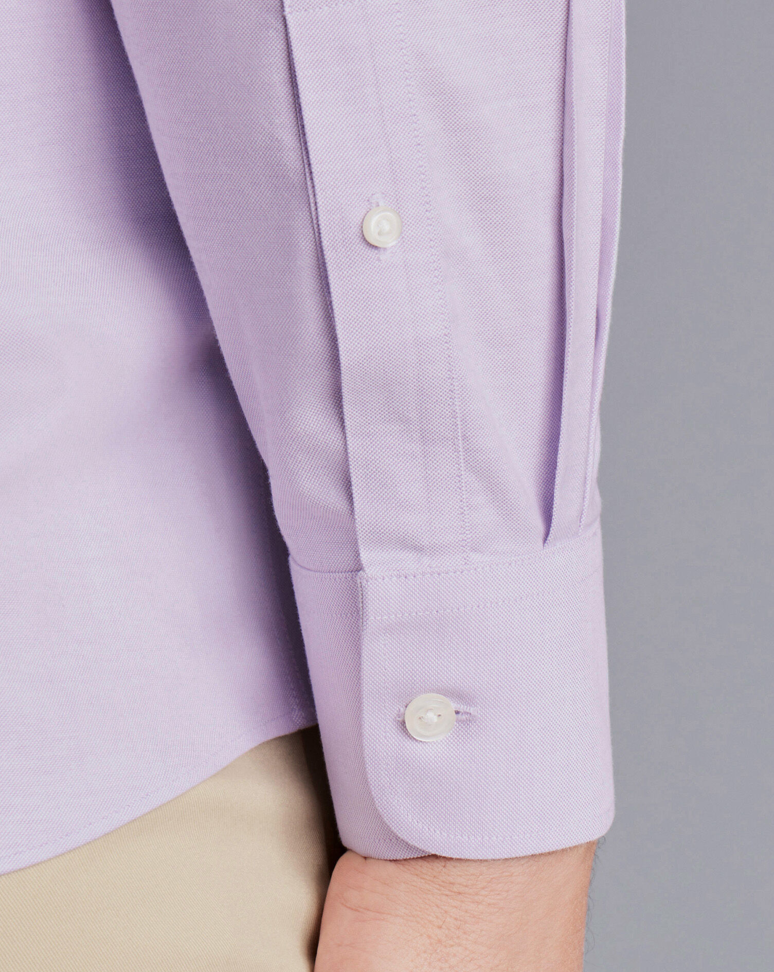 Button-Down Collar Non-Iron Stretch Oxford Shirt - Lavender Purple