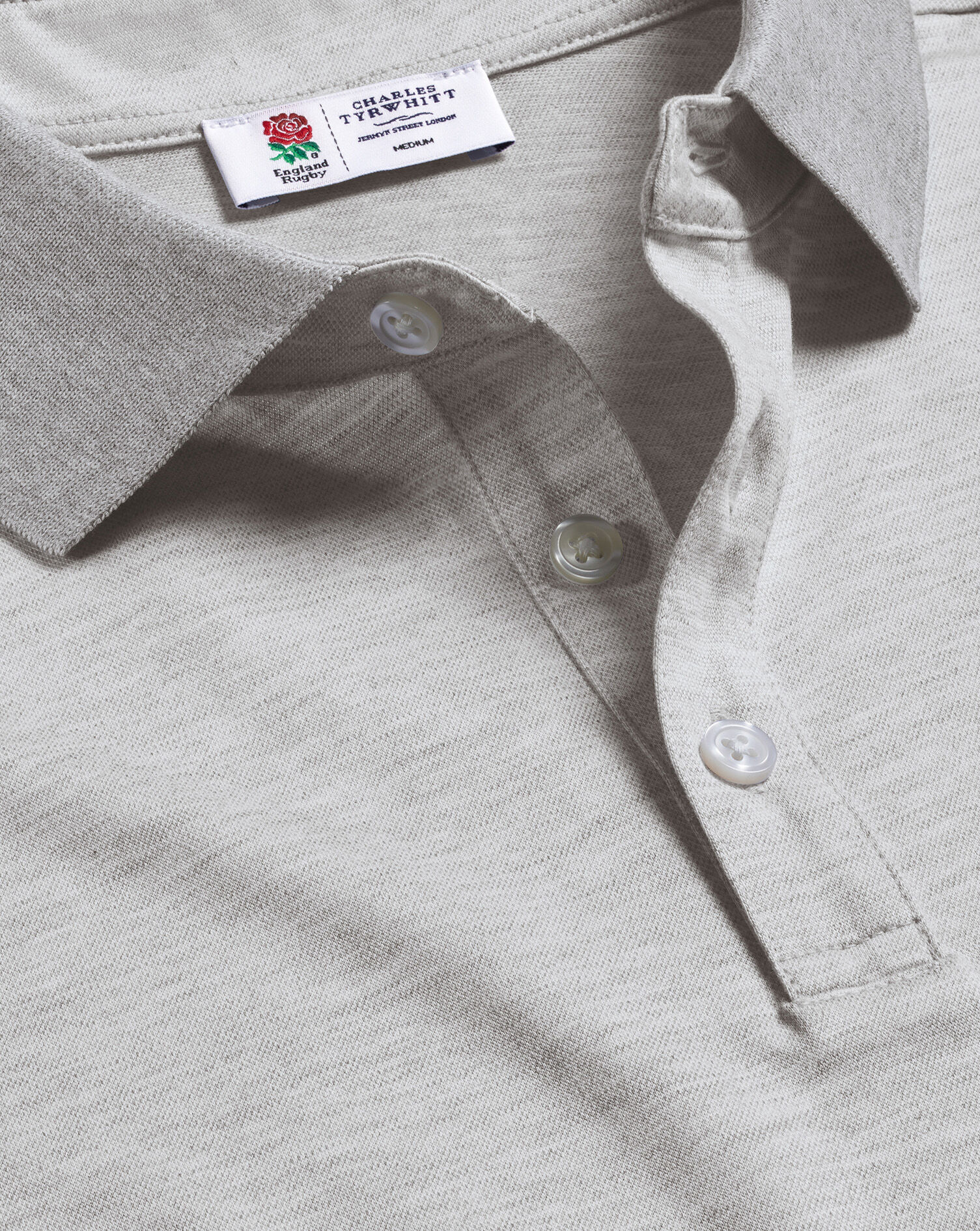 England Rugby Birdseye Pique Polo - Grey
