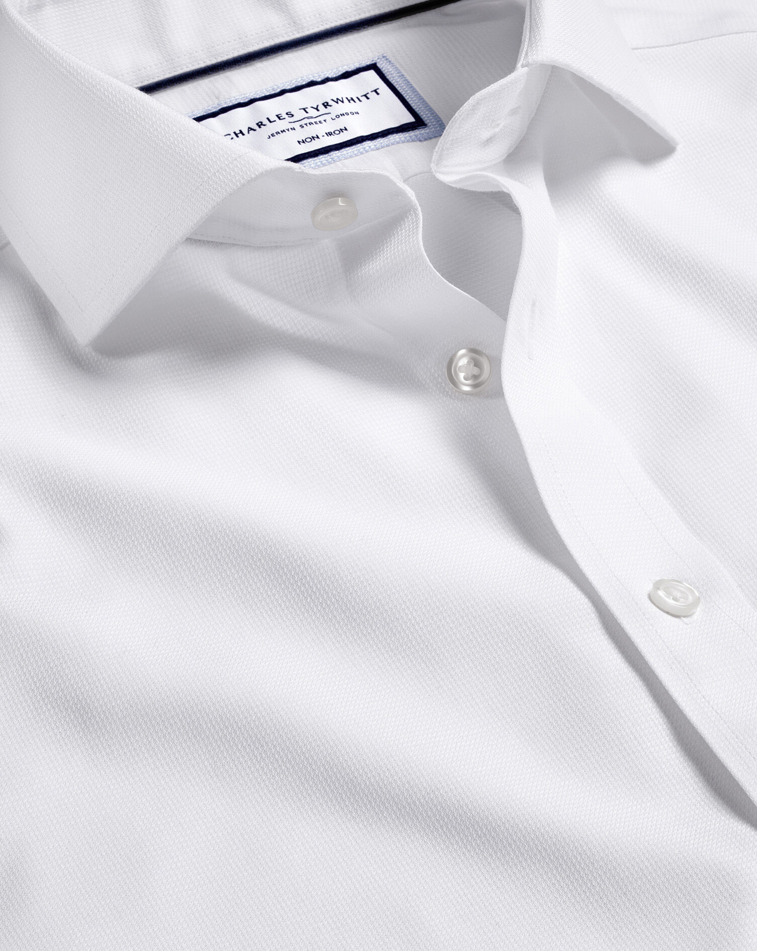 Spread Collar Non-Iron Clifton Weave Shirt - White