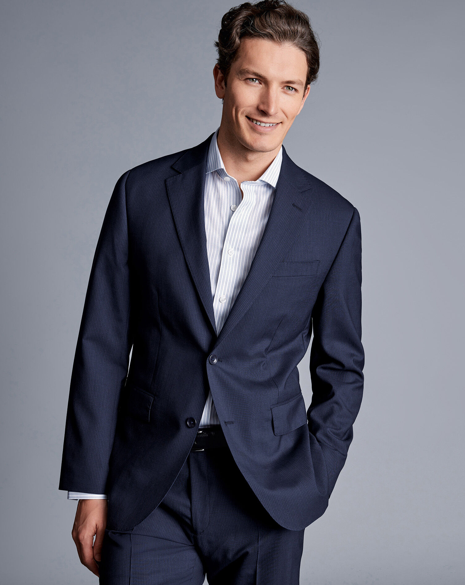 Stripe Suit Jacket - Navy