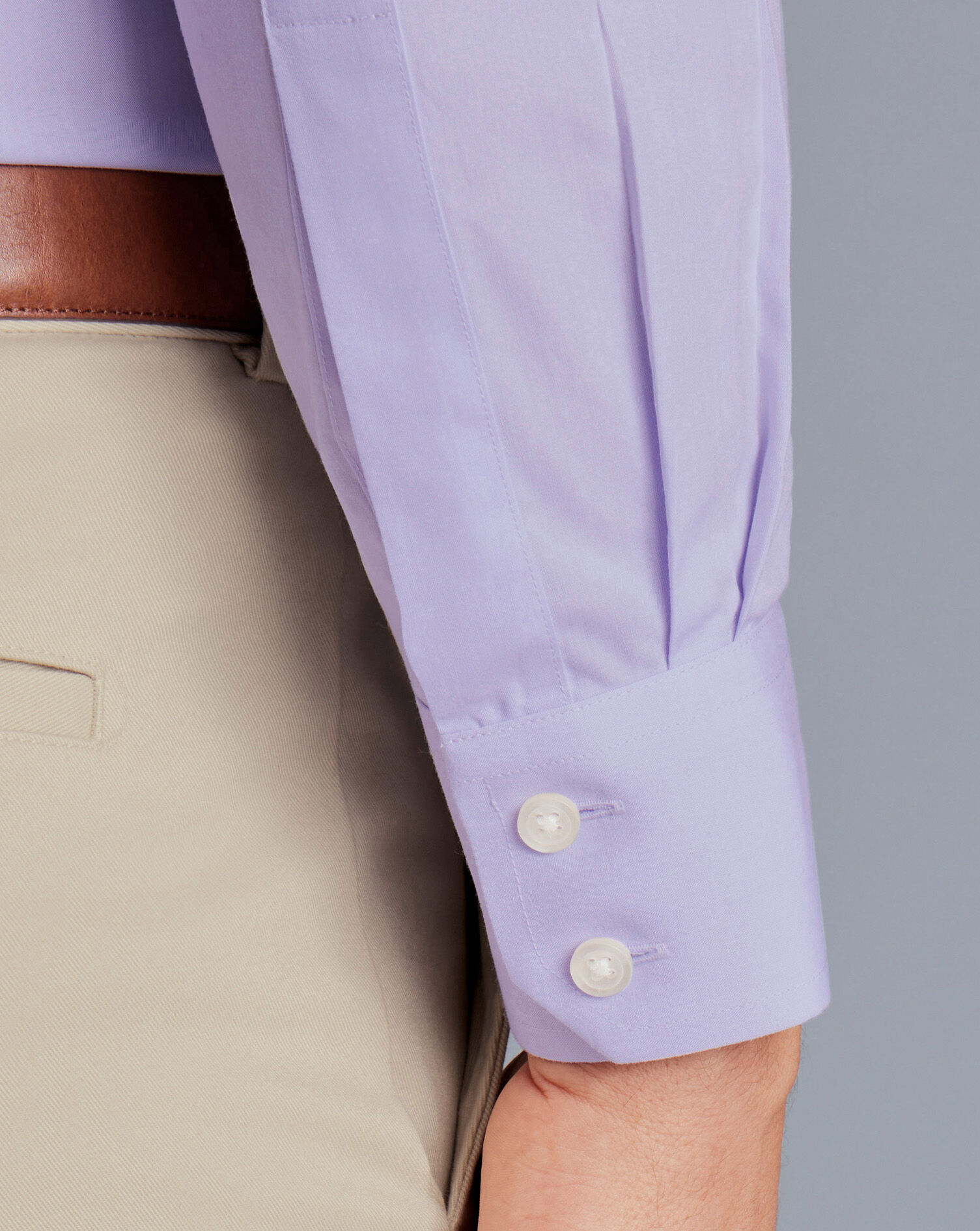 Spread Collar Non-Iron Poplin Shirt - Lilac Purple