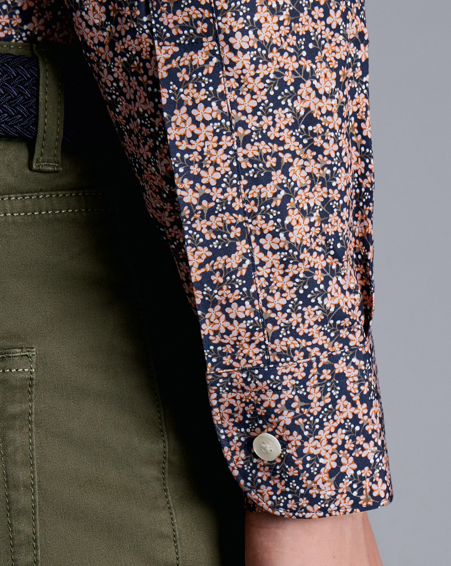 Made With Liberty Fabric Floral Print Semi-Spread Collar Shirt - Pink