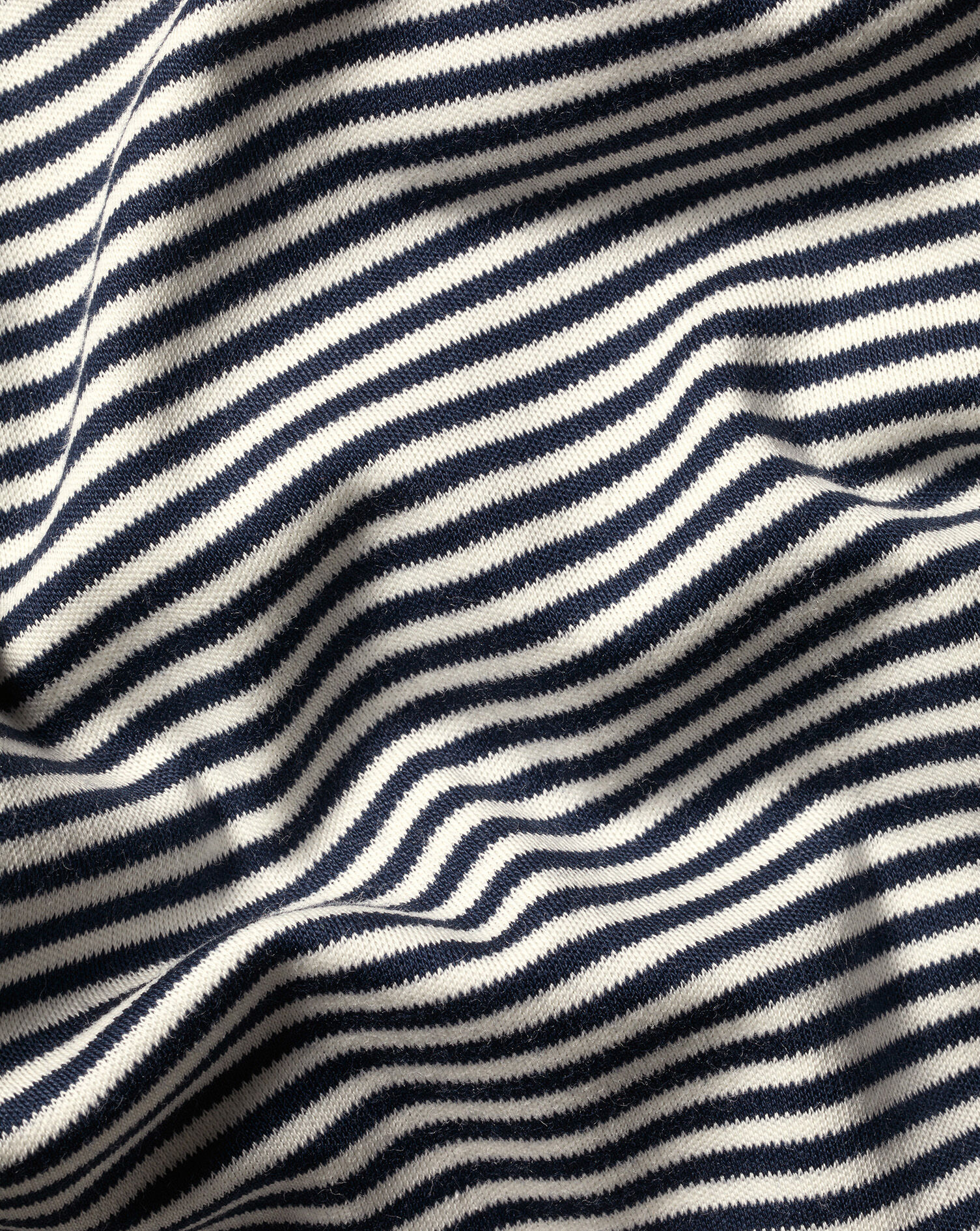 Fine Stripe Jersey Polo - Navy & Ecru
