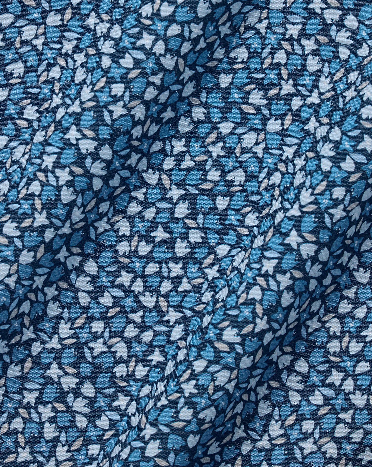 Made With Liberty Fabric Petal Print Semi-Spread Collar Shirt - Indigo Blue