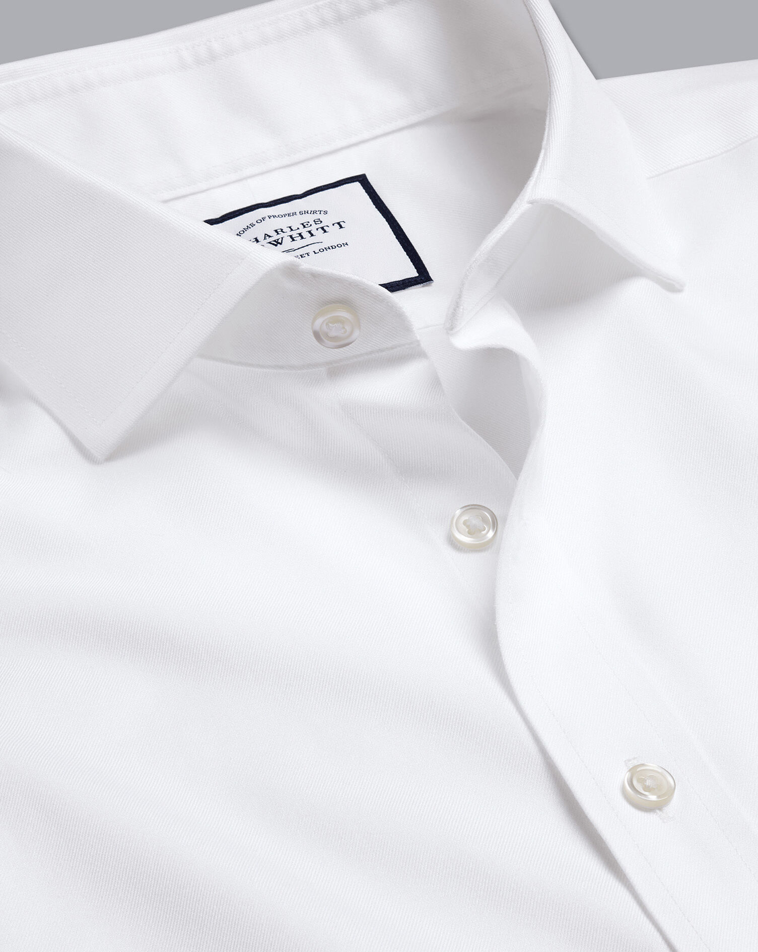 Spread Collar Non-Iron Twill Shirt - White