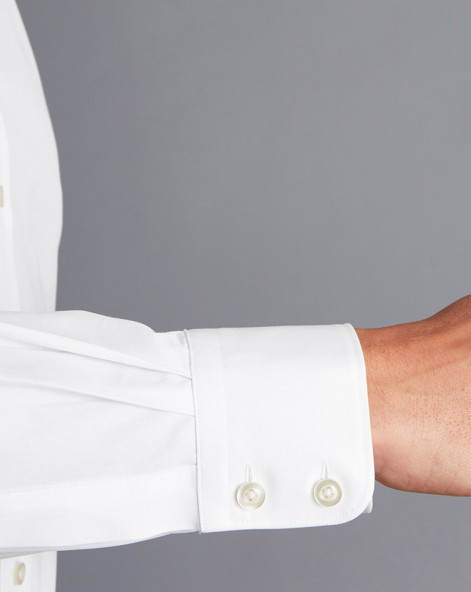 Semi-Spread Collar Egyptian Cotton Poplin Shirt - White