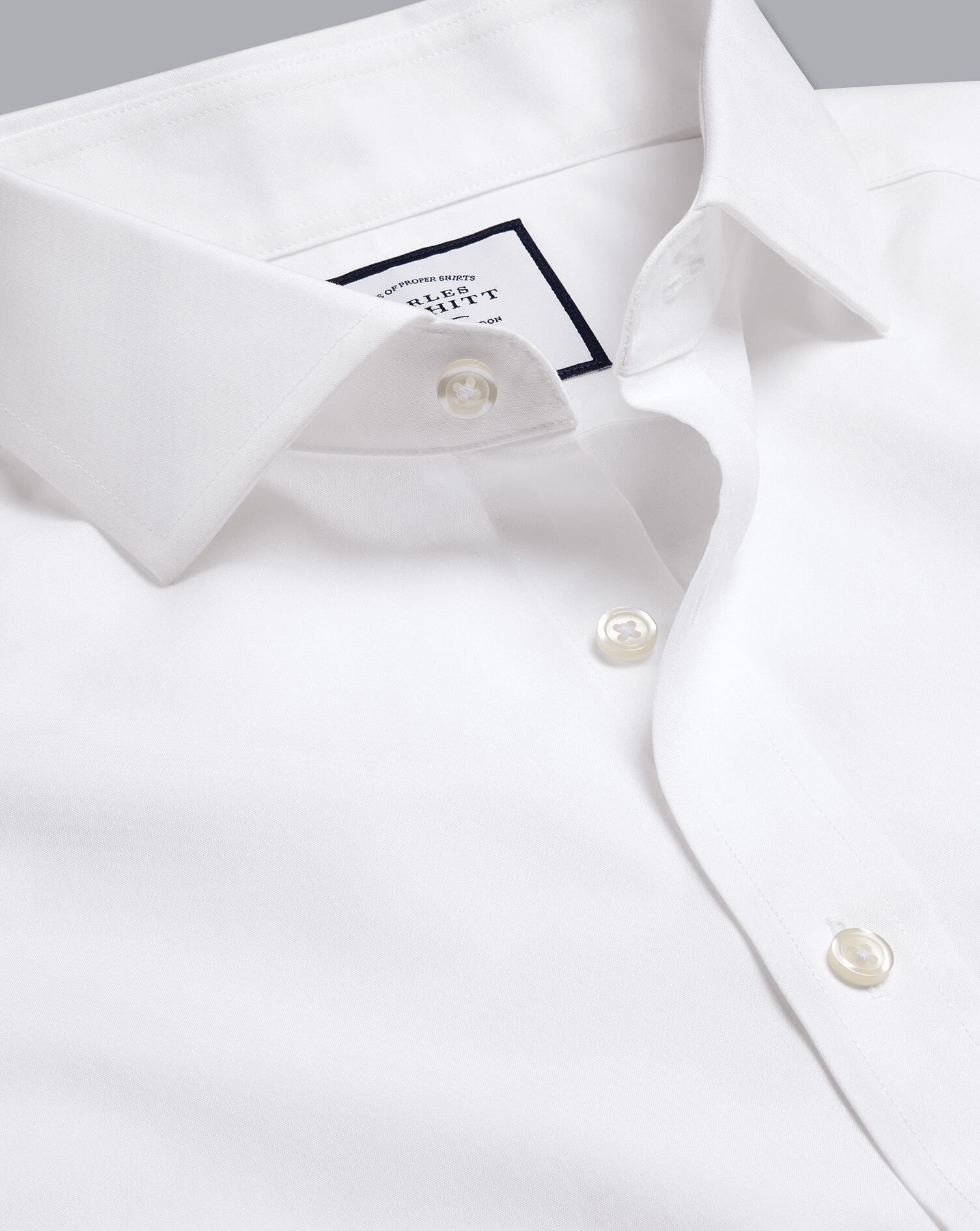Spread Collar Non-Iron Poplin Shirt - White