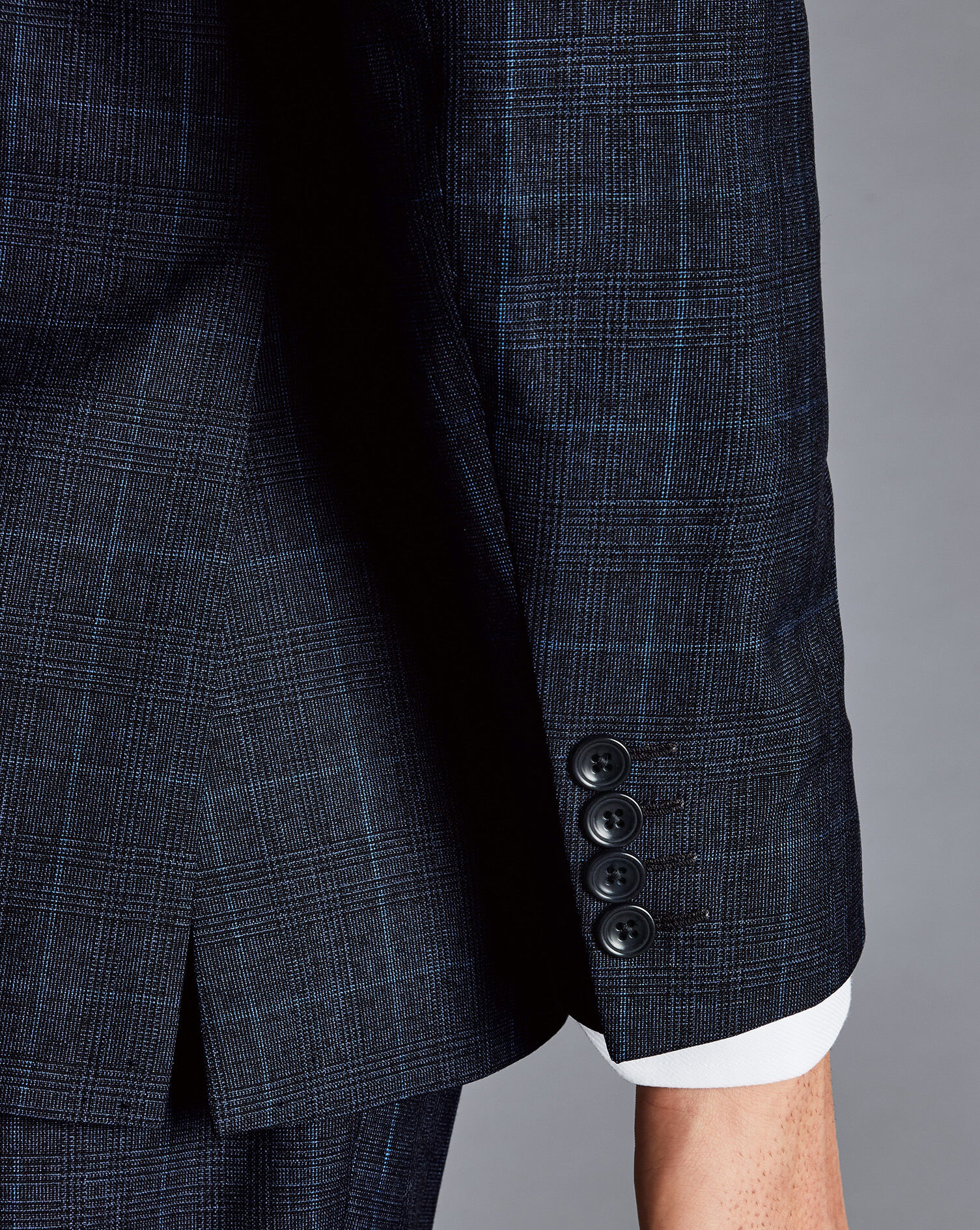 Italian Luxury Prince of Wales Check Suit Jacket - Ink Blue