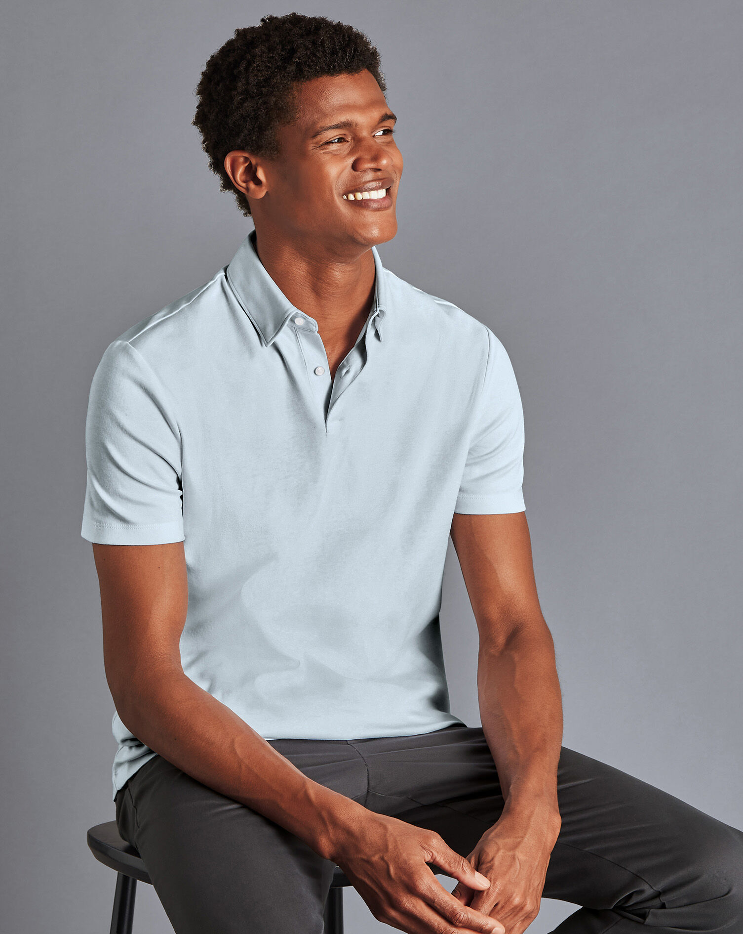 Combed Cotton Polo - Cornflower Blue