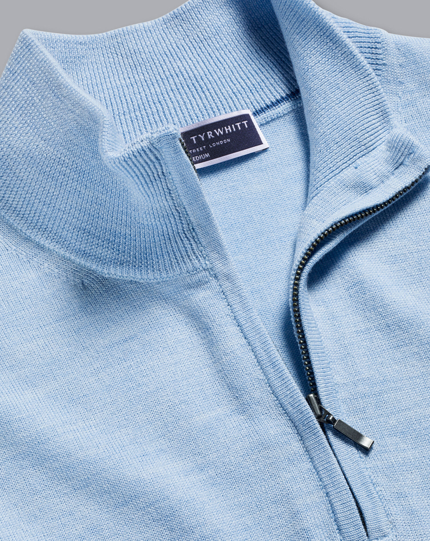 Merino Zip Neck Sweater - Sky Blue