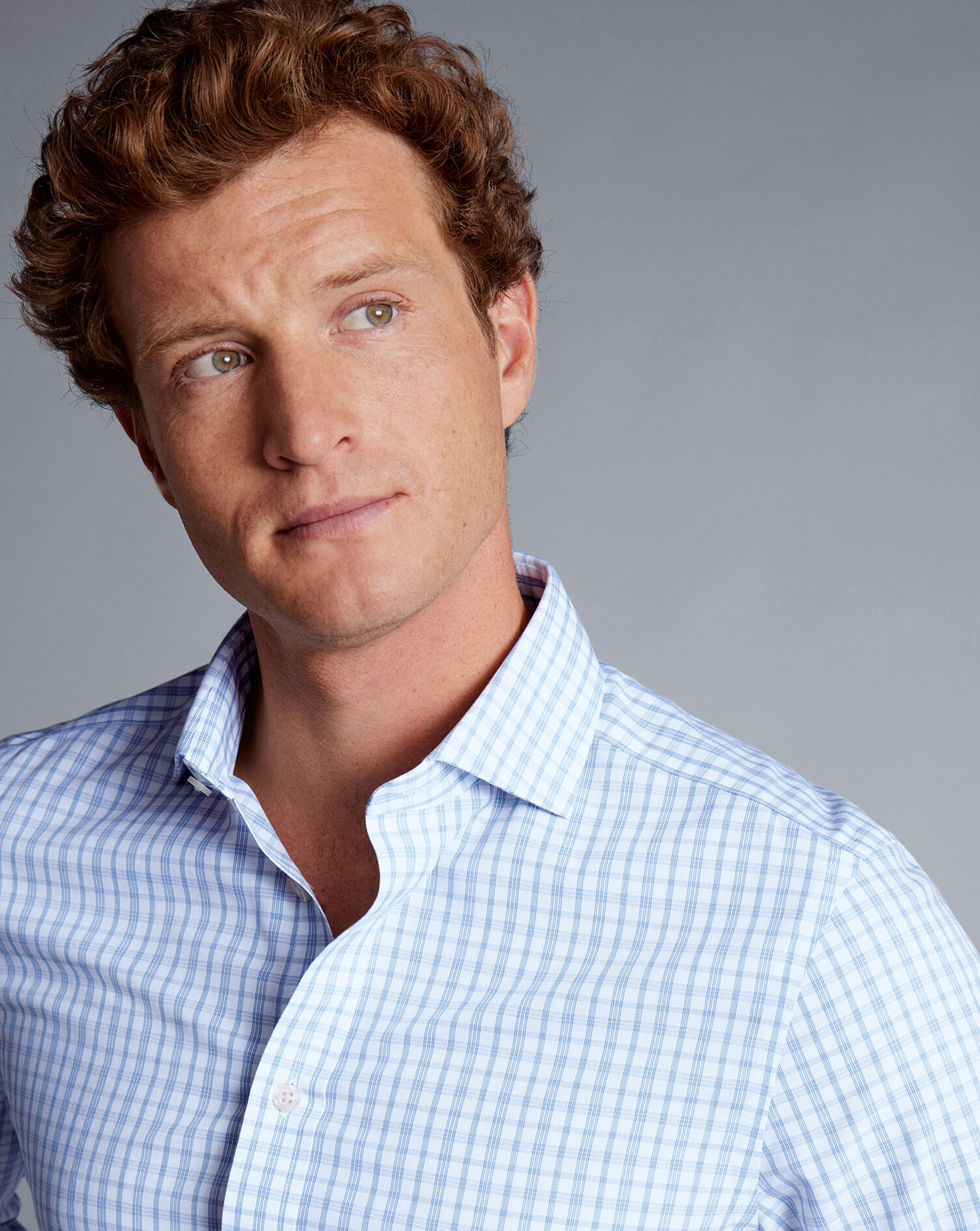 Spread Collar Non-Iron Graph Check Cutaway Shirt - Royal Blue