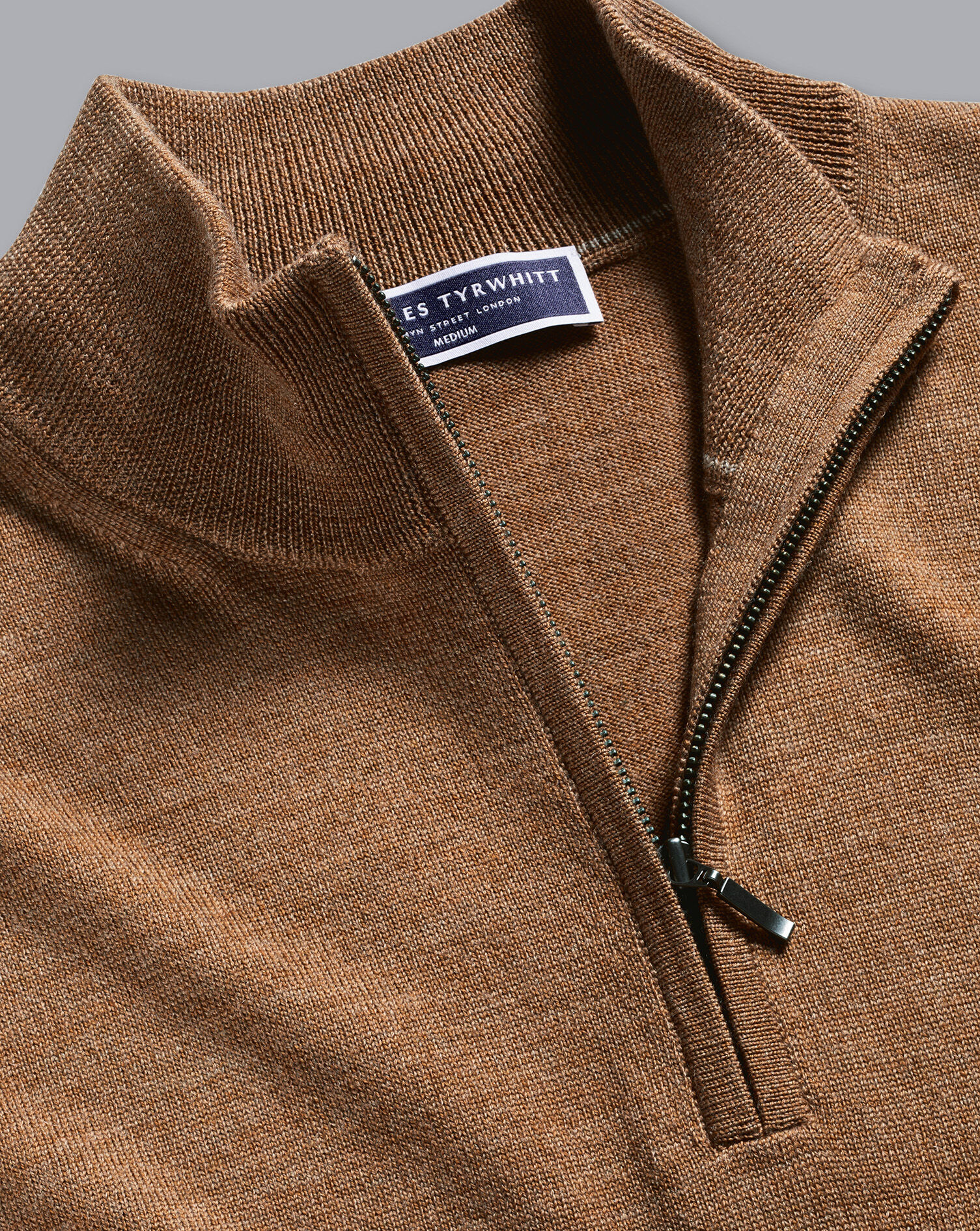 Merino Zip Neck Sweater - Sand