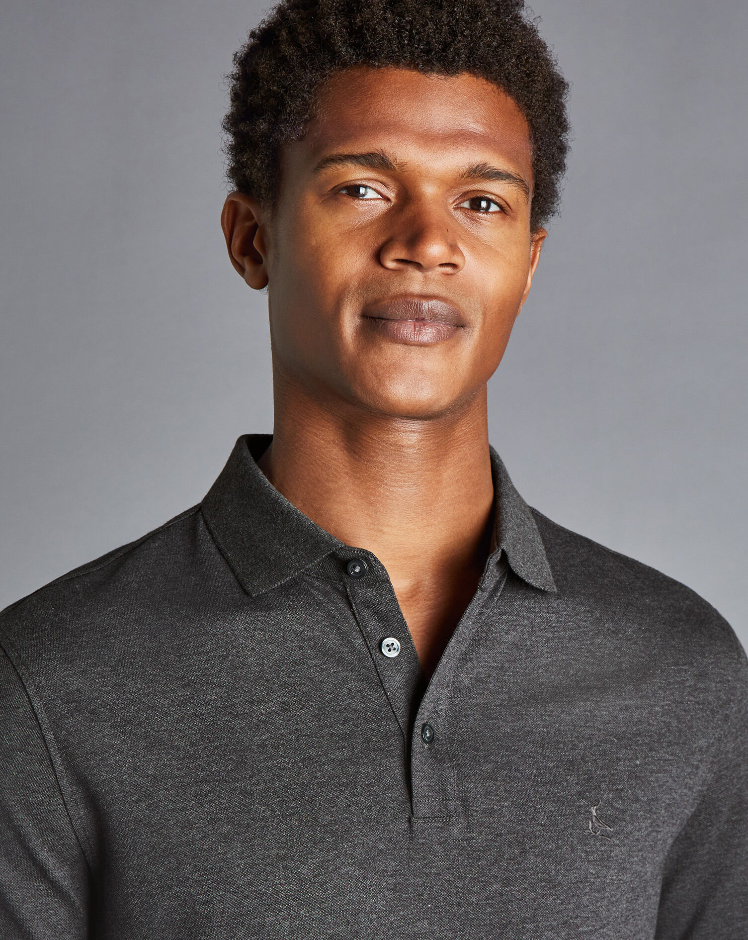 Tyrwhitt Pique Polo - Dark Grey Marl