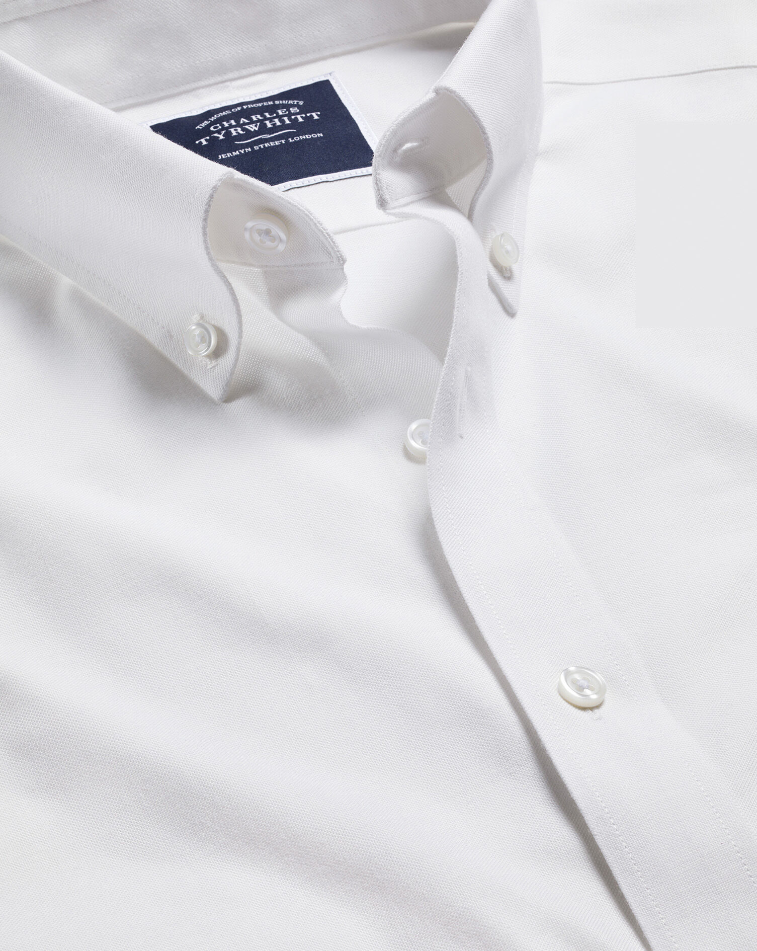 Button-Down Collar Non-Iron Stretch Oxford Shirt - White