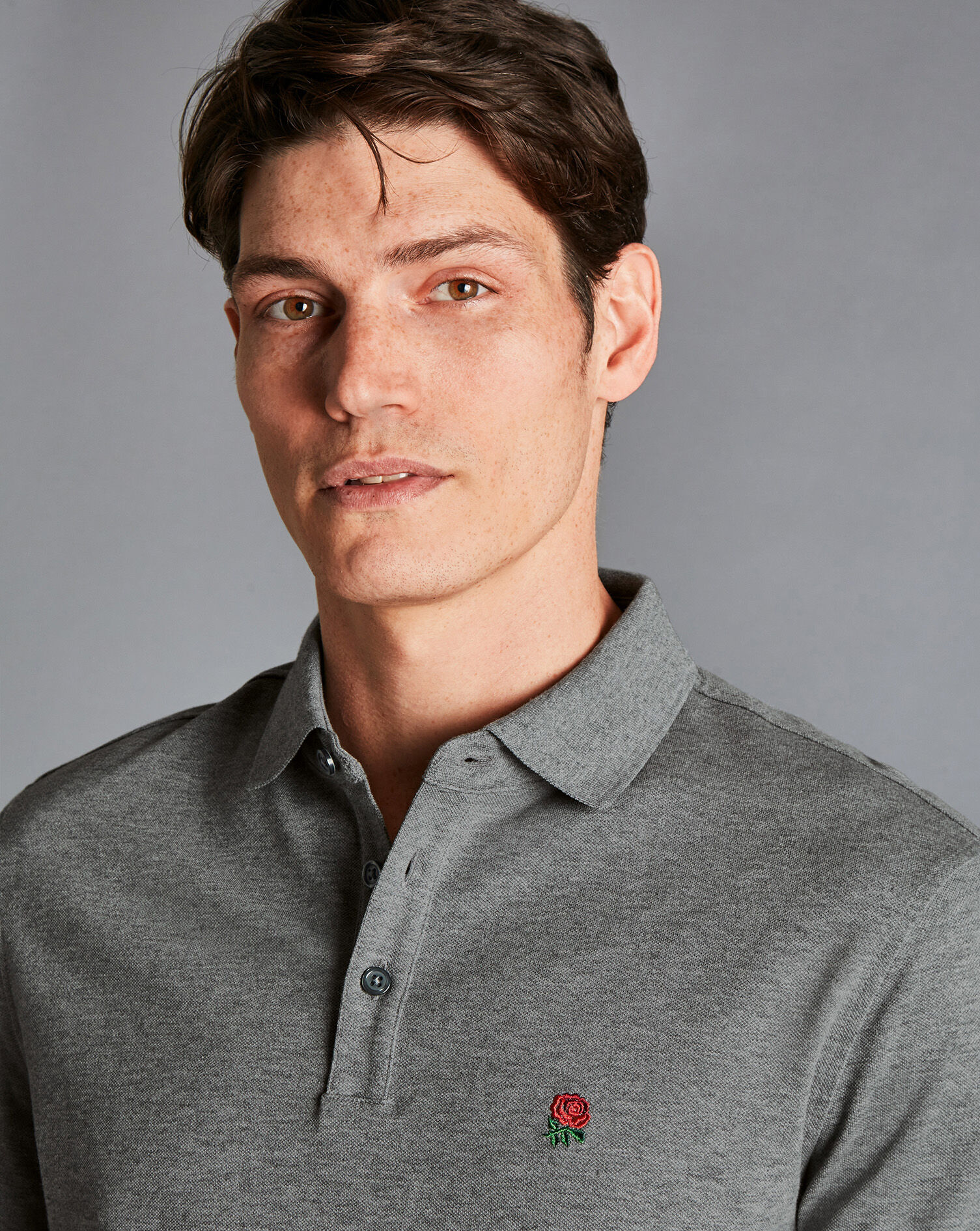 England Rugby Pique Polo - Grey Marl