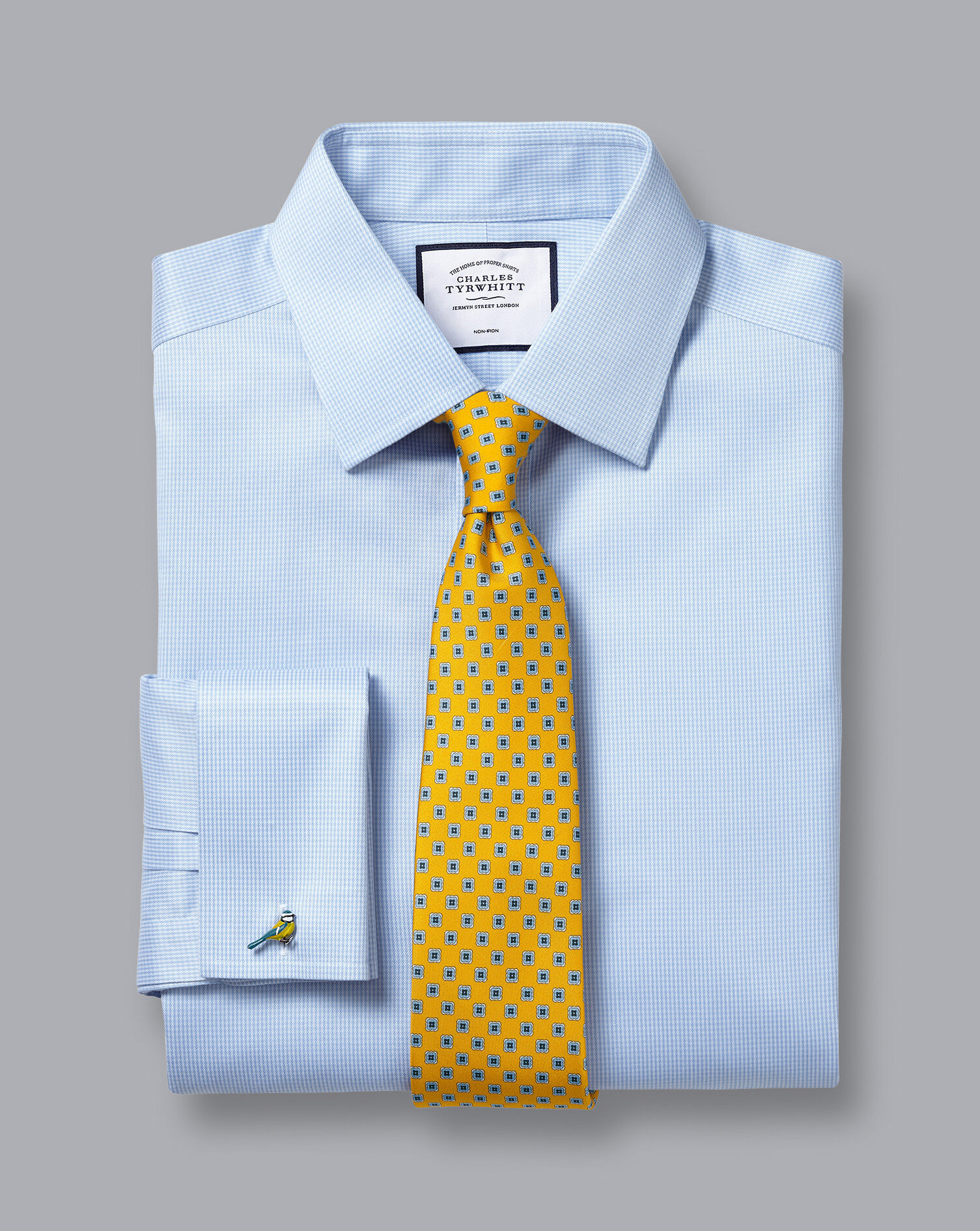 Non-Iron Puppytooth Shirt - Sky Blue