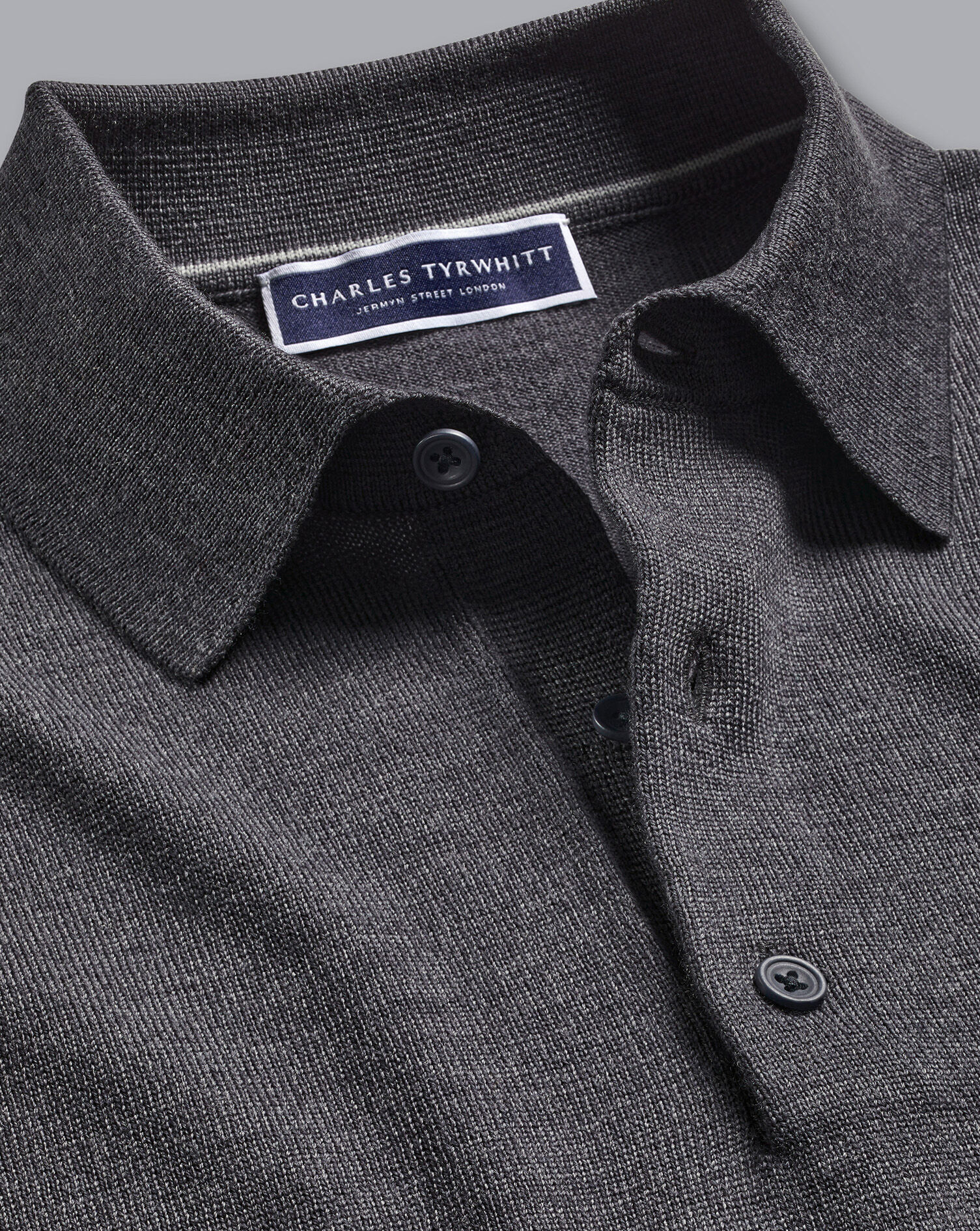 Merino Polo Sweater - Grey