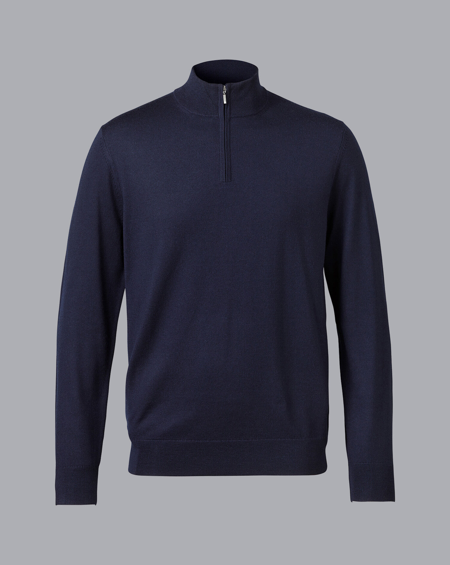 Merino Zip Neck Sweater - Navy