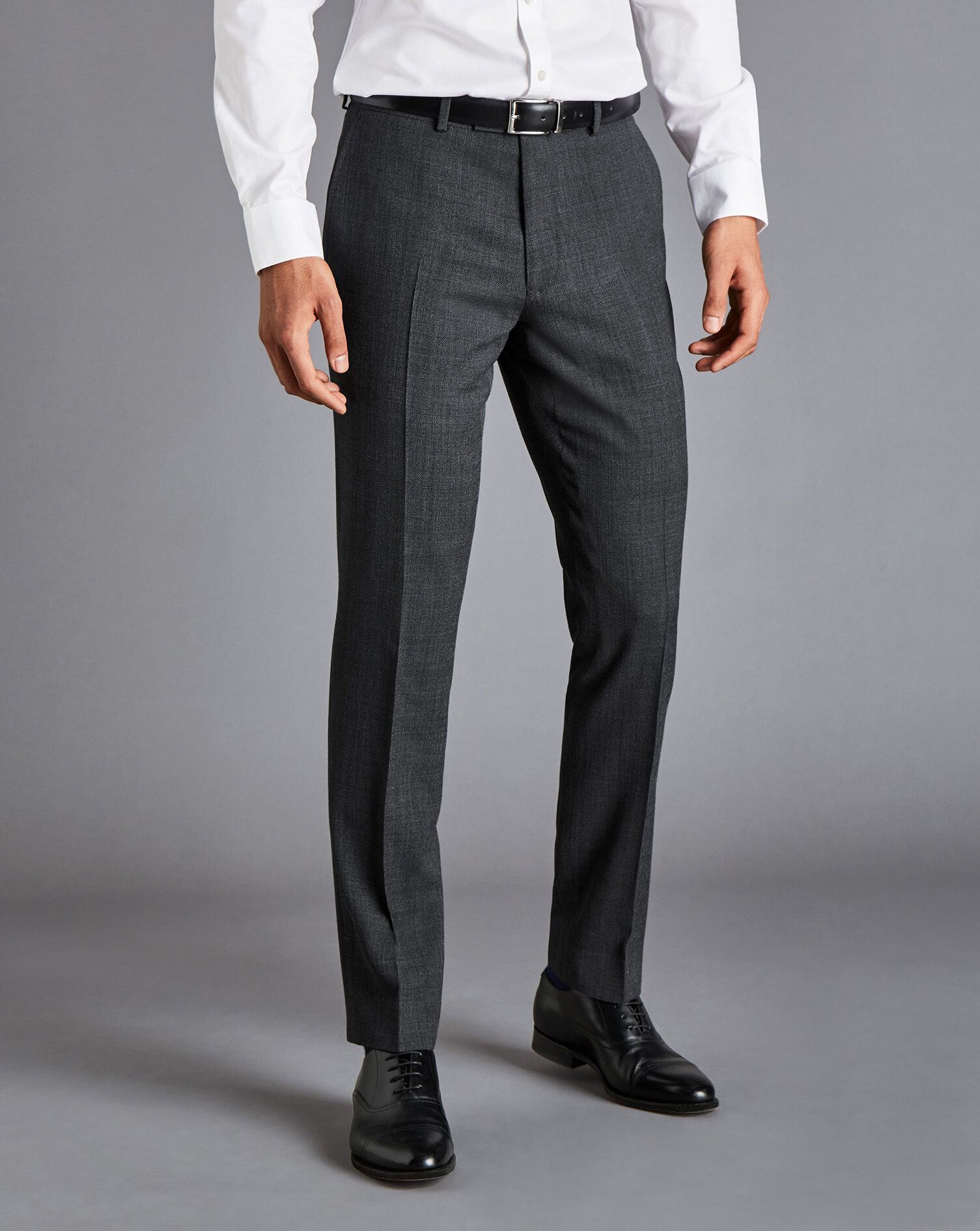 Textured Business Suit Pants - Dark Grey