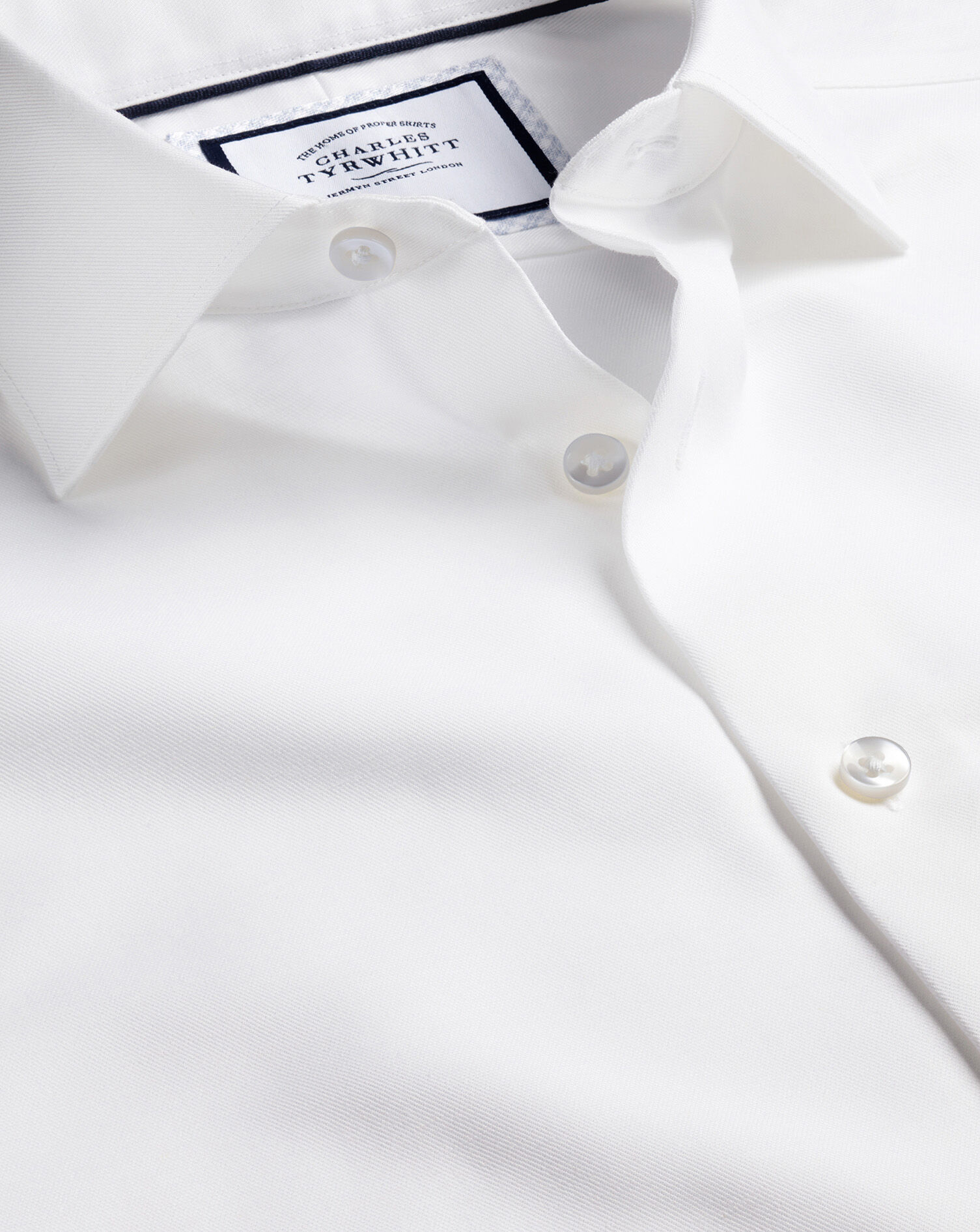 Semi-Spread Collar Non-Iron Cotton Linen Shirt - White